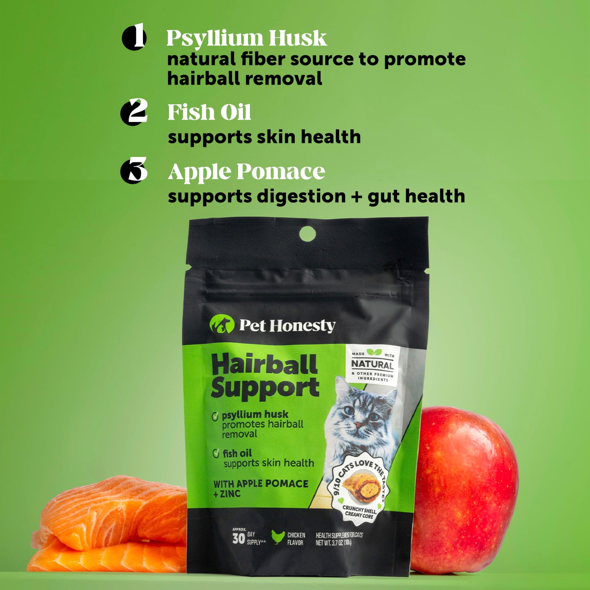 Cat Hairball Support Crunchy & Creamy Chews, Hairball Remedy Treats, Cat Furball Treatment, Supports Skin & Coat, Vitamins for Digestion, Chicken (30-Day Supply)