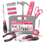 Hi-Spec 42pc Small Tool Box Set for Women. Home, Office and College Dorm Household DIY Screwdriver Toolkit of Starter Basic Ladies Pink Tools