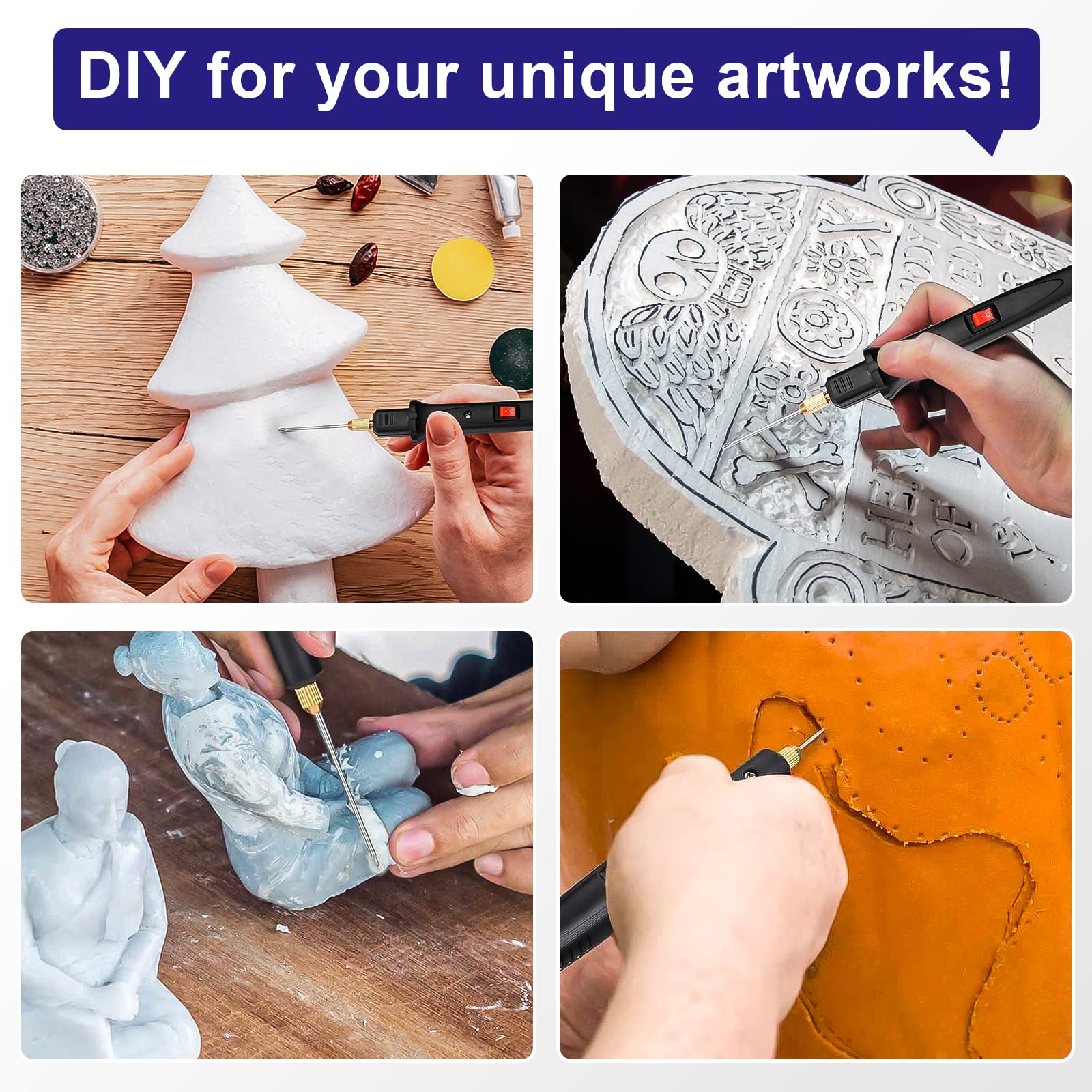 GOCHANGE 3 in 1 Foam Cutter Electric Styrofoam Cutting Tool, 100-240V / 18W with Electronic Adaptor for Small Cutting Project, DIY Craft, Foam Carving