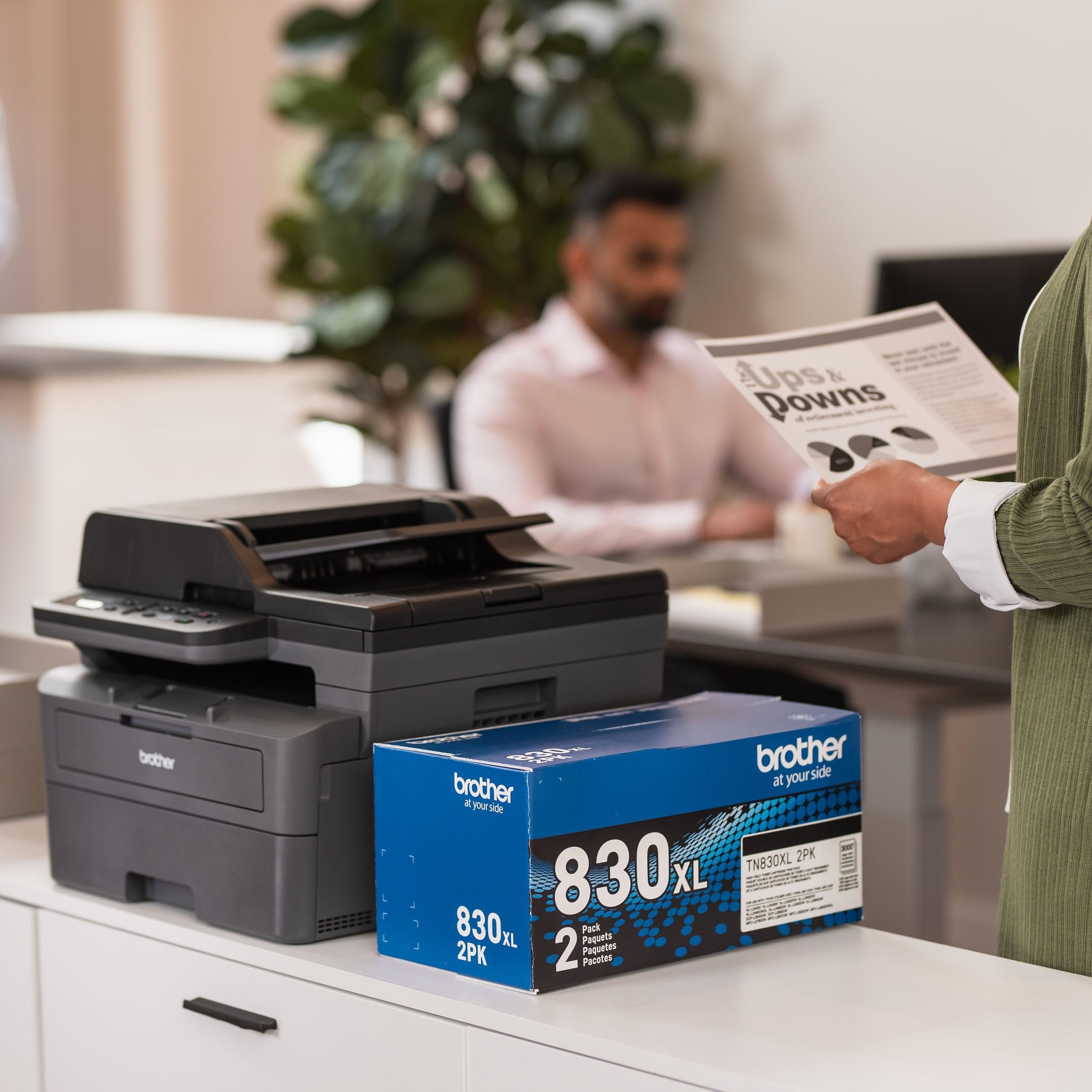 Brother DCP-L2640DW Wireless Compact Monochrome Multi-Function Laser Printer with Copy and Scan, Duplex, Mobile, Black & White | Includes Refresh Subscription Trial(1), Works with Alexa
