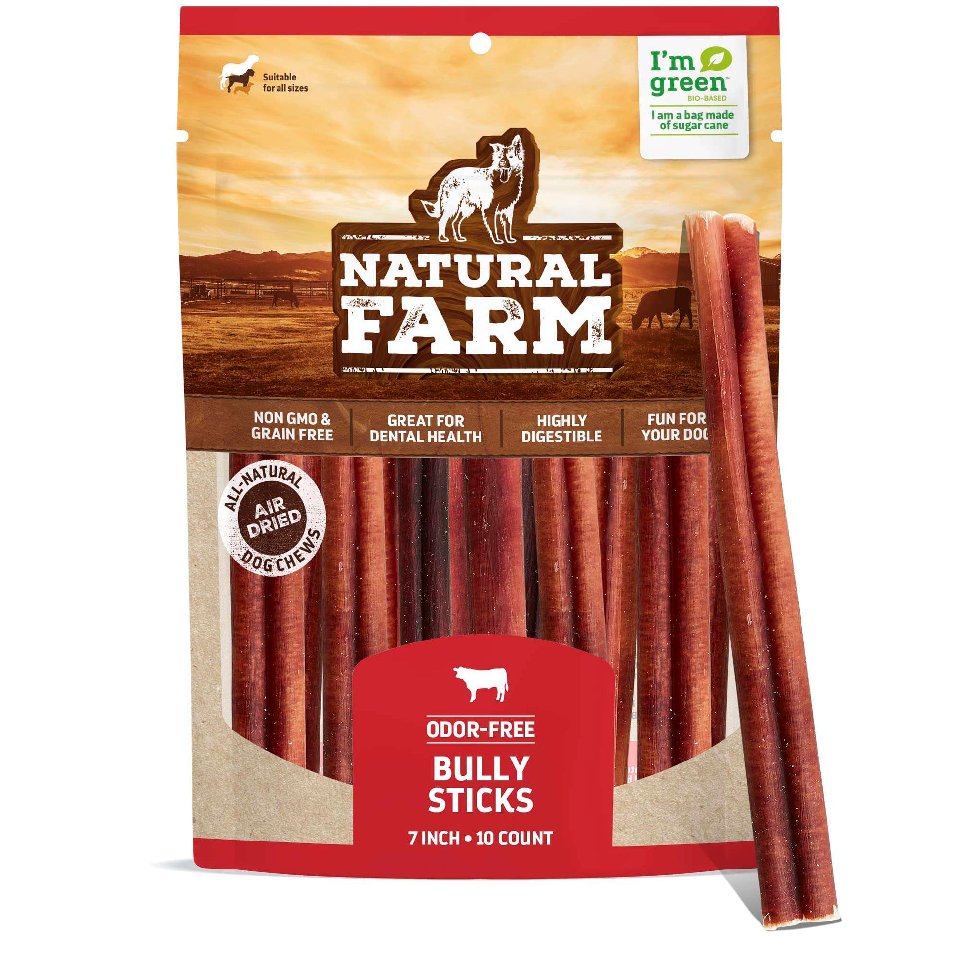 Natural Farm Odor-Free Bully Sticks (6 Inch, 20 Pack), 100% Beef Chews for Pups, Small and Medium Dogs, Non-GMO, Grain-Free, Fully Digestible, Natural Treats to Keep Your Dog Busy