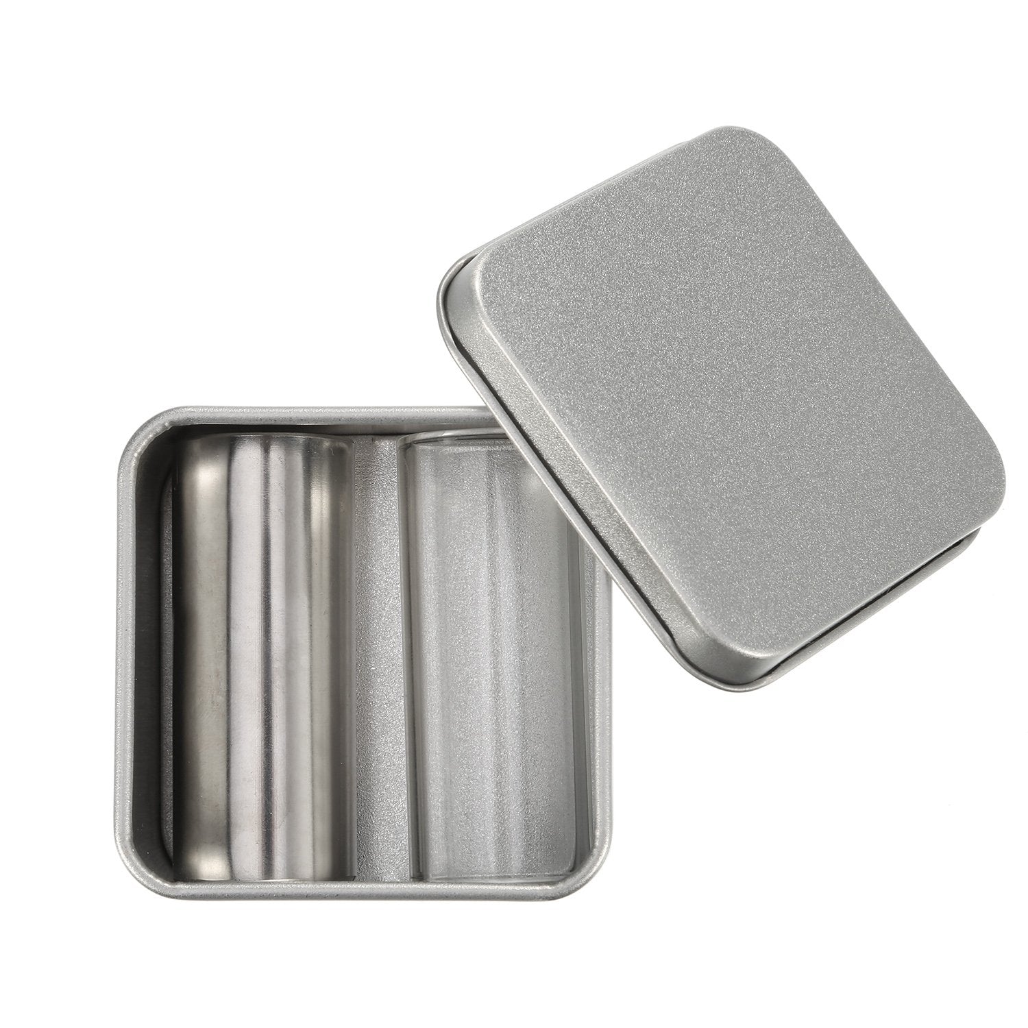 2 Pieces Glass Slide and Stainless Steel Slide in Box for Guitar, Bass, Medium (6 cm)