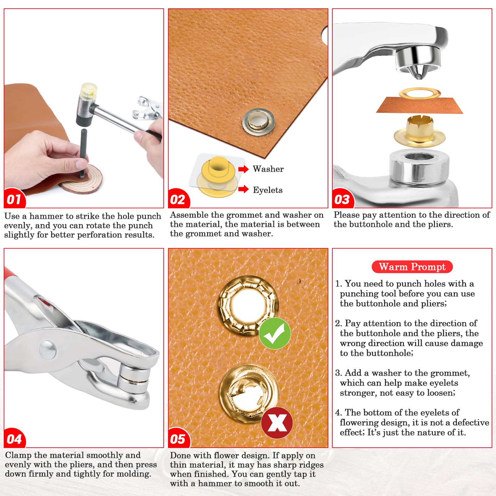 803Pcs Grommet Eyelet Pliers Kit, 1/4 Inch 6mm(Inside Diameter) Grommet Tool Kit with 800 Metal Eyelets with Washers in Gold and Silver, Eyelet Grommet Hand Press kit for Leather/Belt/Shoes/Crafts