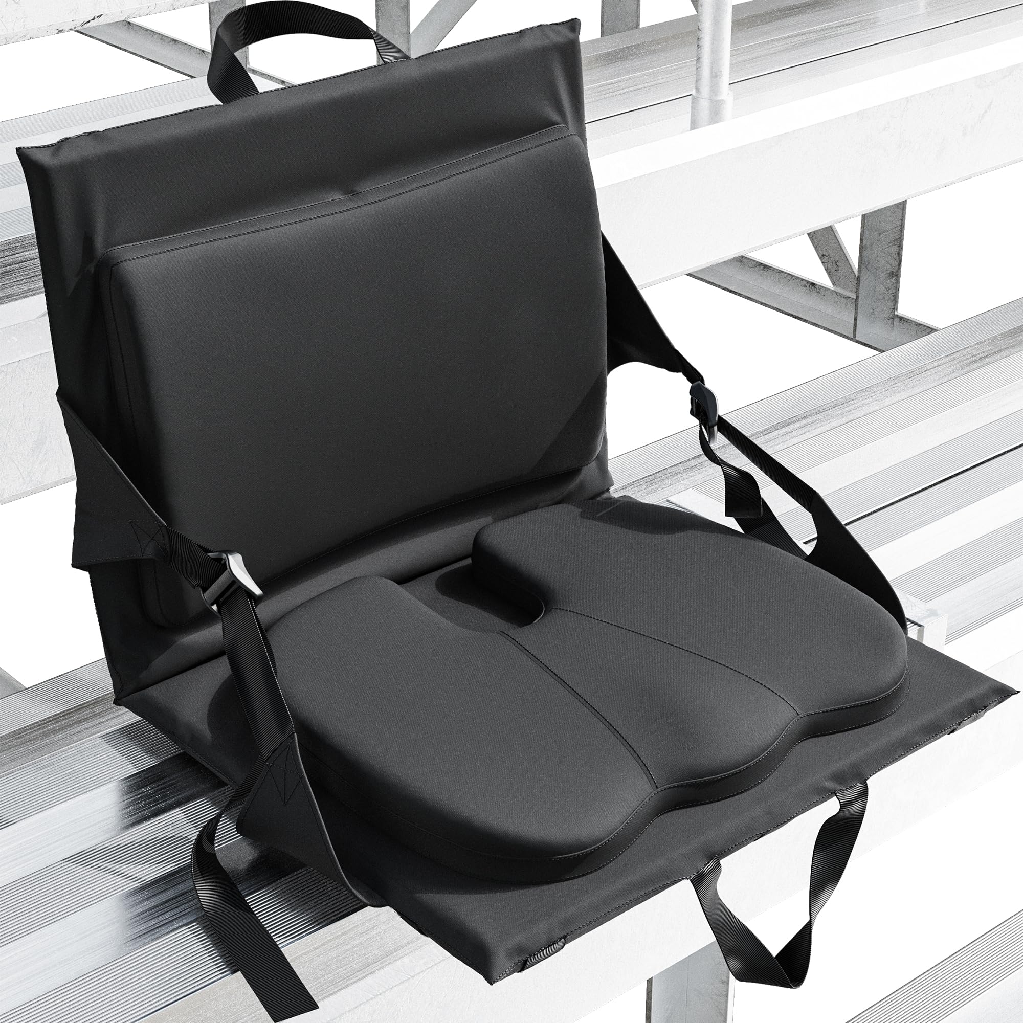 Everlasting Comfort Stadium Seats with Back Support - Adjustable Memory Foam Bleacher Chairs with Back and Cushion, Portable, Easy Folding Stadium Seat Cushion with Storage Pocket