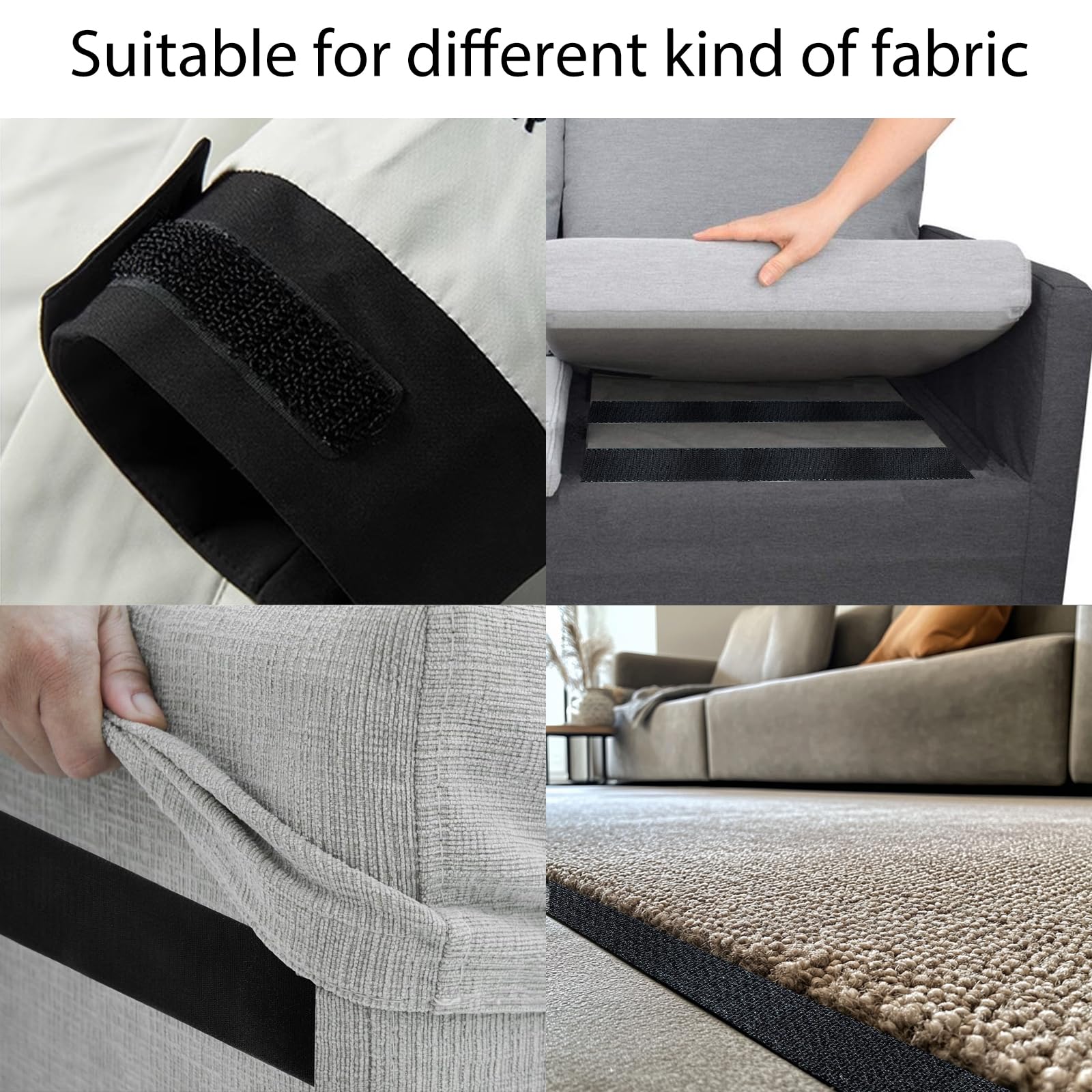 COCOBOO 4 Inch x 9 Feet Hook and Loop Tape for Couch Cushions, Strips with Adhesive, Nylon Self Adhesive Heavy Duty Strips for Home Office School Car and Crafting Organization