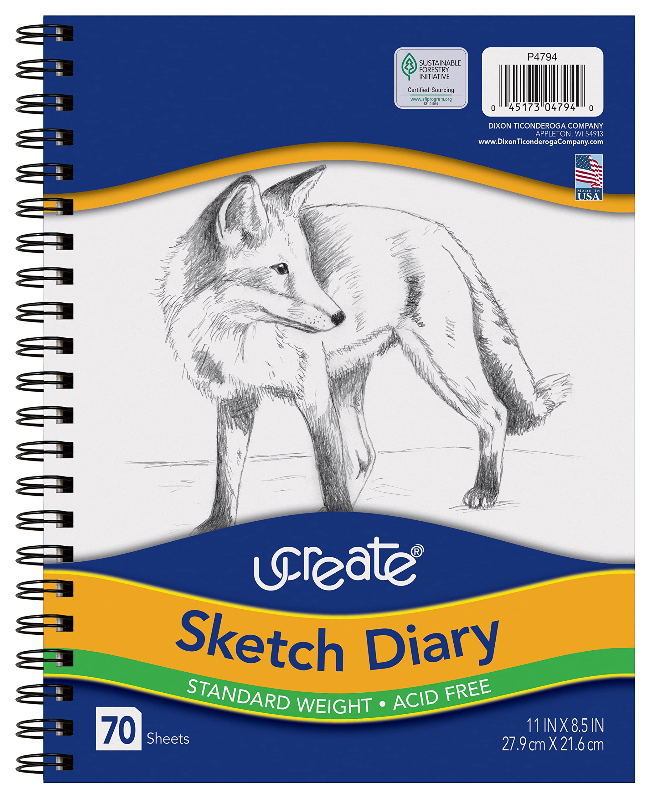 UCreate Sketch Diary P4794, 11" x 8 1/2", 70 Sheets