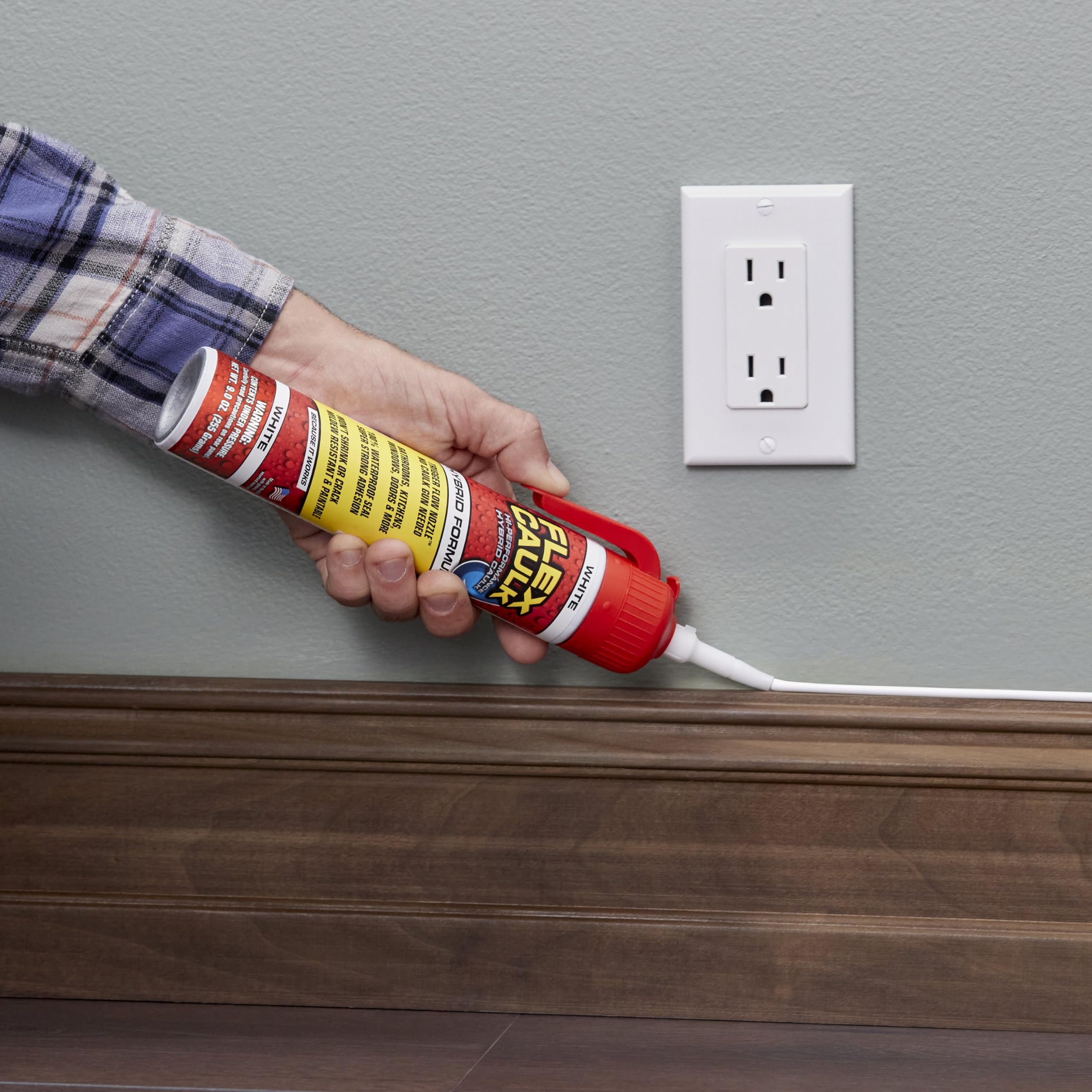 Flex Caulk, Waterproof & Weatherproof Hybrid Polymer Sealant, Strong, Paintable, Indoor, Outdoor, Bath, Shower, Sink, Window, Baseboards, Door, RV, Roof, Wood, Auto & Marine, Clear, 6.6 oz, 1-Pack