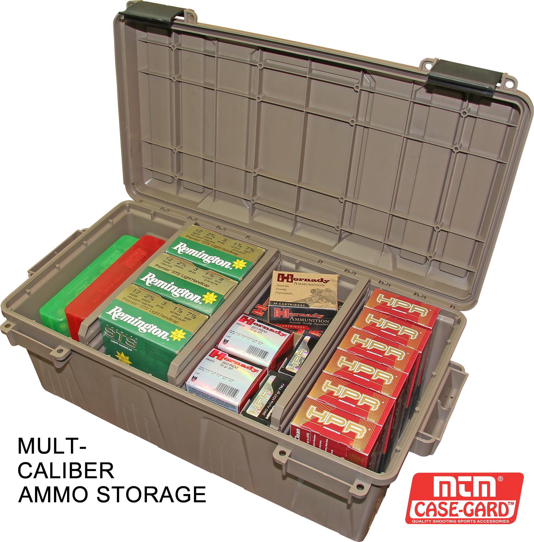 MTM ACDC30, Divided Ammo Crate Utility Box, Water- Resistant, Stackable, Snap Latch, USA Made, Dark Earth