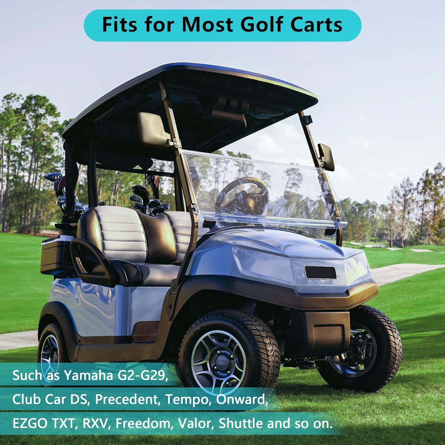 10L0L Golf Cart Mirror No Drilling Side Mirrors Universal for Yamaha, Club Car, EZGO, Folding Side Rear View Mirrors Adjustable 180 Degree HD Glass