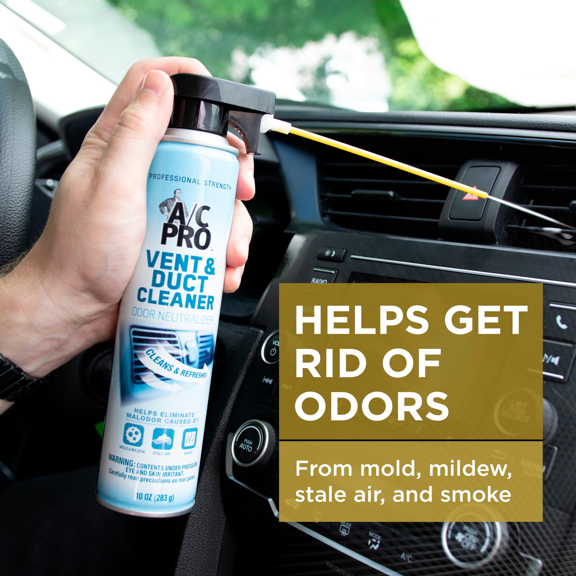 InterDynamics Certified A/C Pro Vent and Duct Cleaner, Professional Strength Odor Eliminator for Cars, Truck, HVAC, 10 Oz