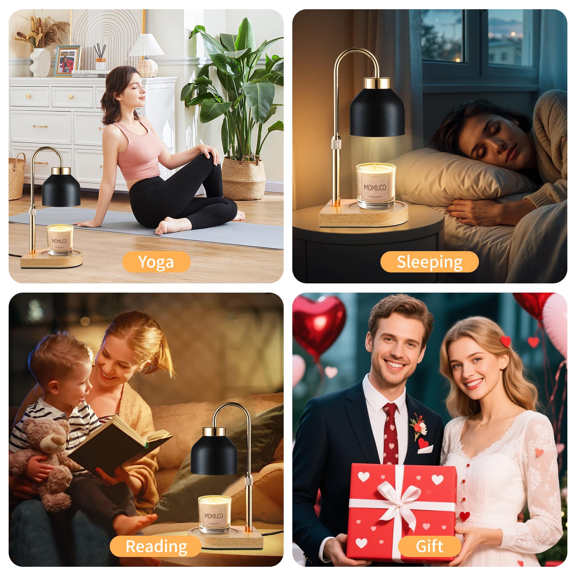 Candle Warmer Lamp with Timer Dimmer, House Warming Gifts New Home Decor, Birthday Gifts for Women Mom, Wax Melt Warmer for Jar Candles, Adjustable Height with 2 Bulbs