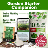 10 Culinary Herb Seeds - Non-GMO, Heirloom Seeds - 3000+ Seeds for Planting for Outdoor or Indoor Herb Garden, Basil, Cilantro, Parsley, Chives, Thyme, Oregano, Dill, Marjoram, Mint, Tarragon