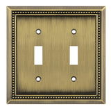 Henne Bery Sunken Pearls Decorative Wall Plate Switch Plate Outlet Cover (Double Toggle, Antique Brass)