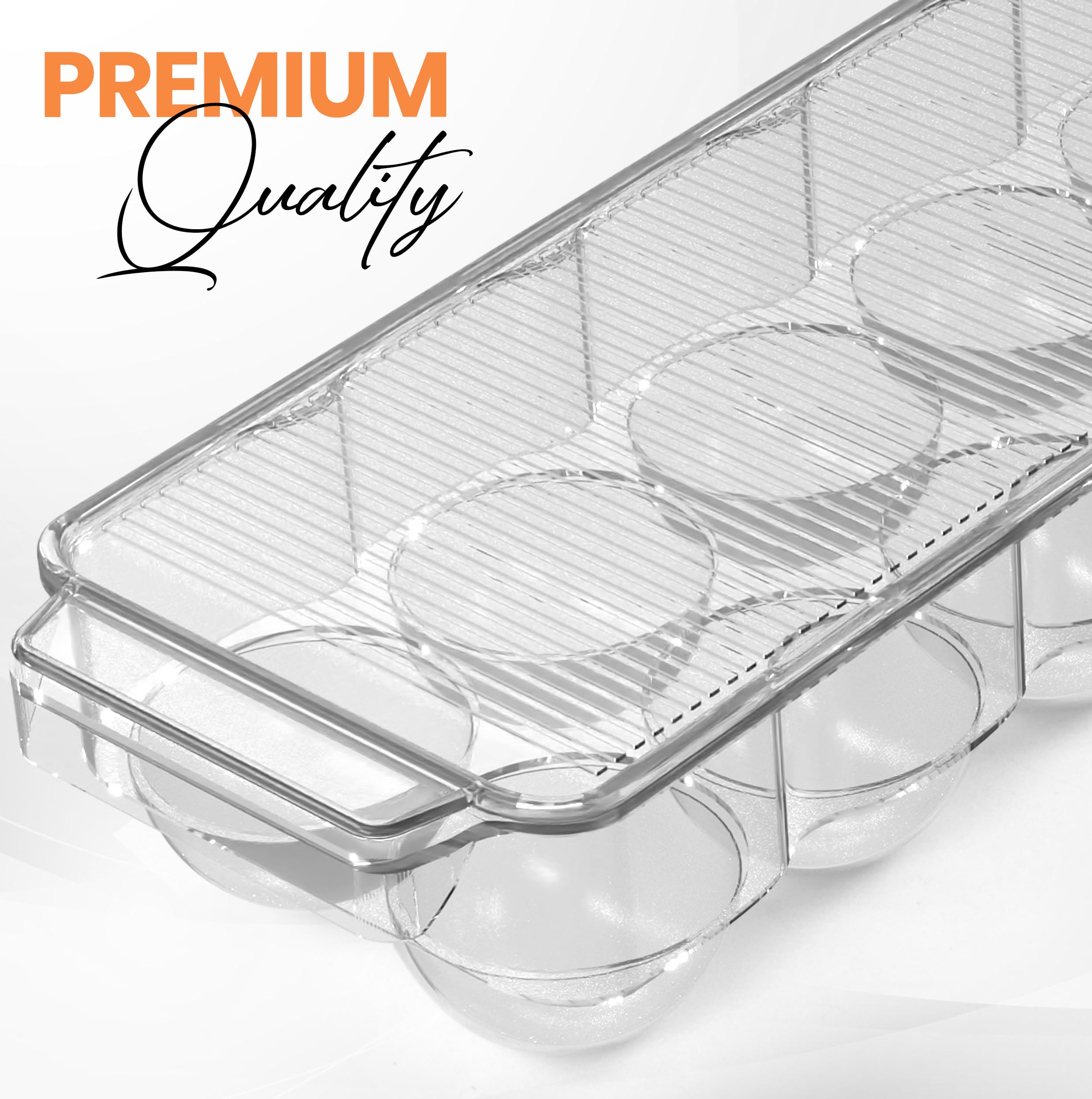 Utopia Home Egg Container With Lid and Handle for Refrigerator - Pack of 2 - Clear Stackable Egg Holder for Kitchen Storage and organization