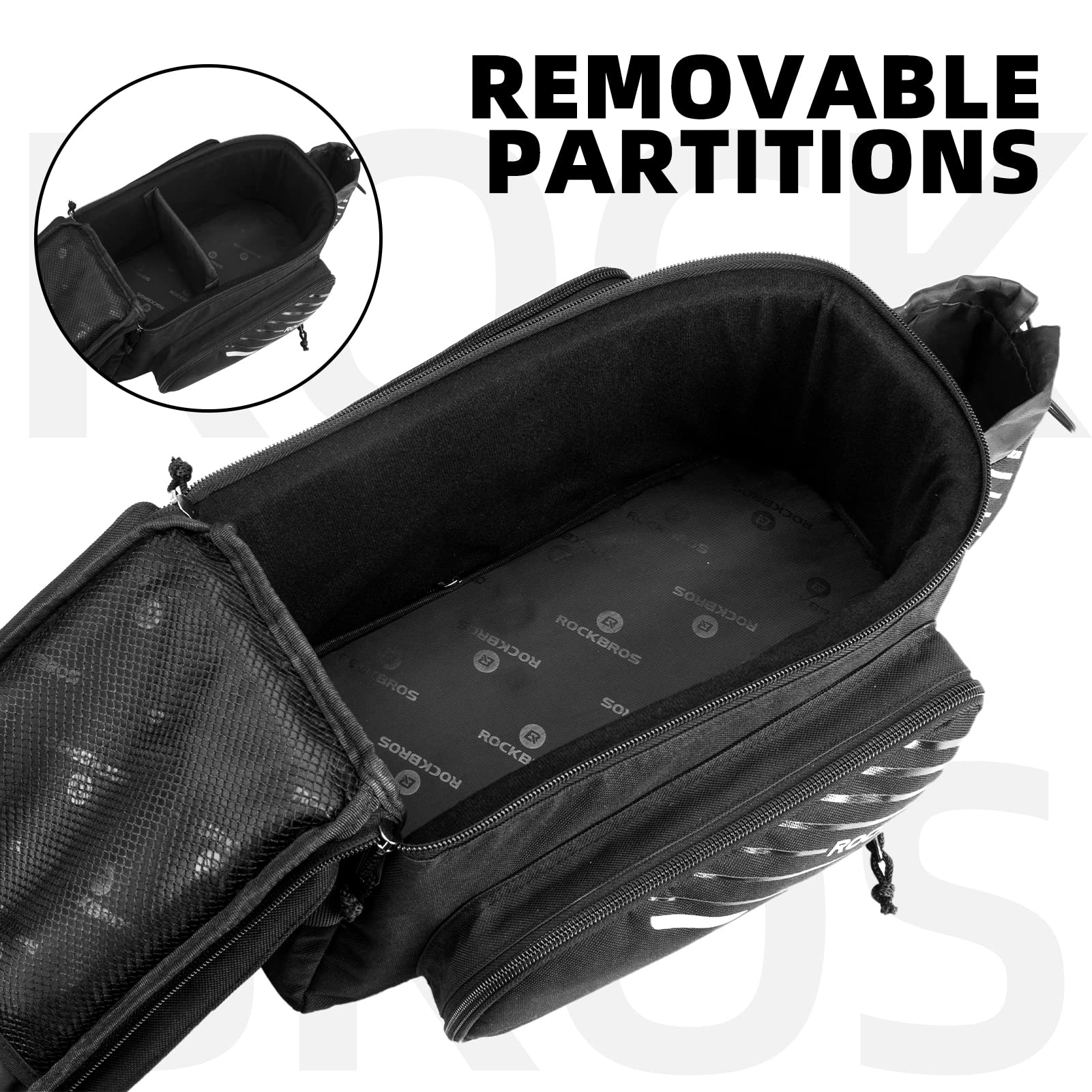 ROCKBROS Bike Rack Bag Bicycle Bag Trunk Rear Rack Bag Bike Panniers Bike Accessories Basket Storage Luggage Saddle Shoulder Bag 13L for E bike, Bicycle With Rain Cover Biking Accessories Gear