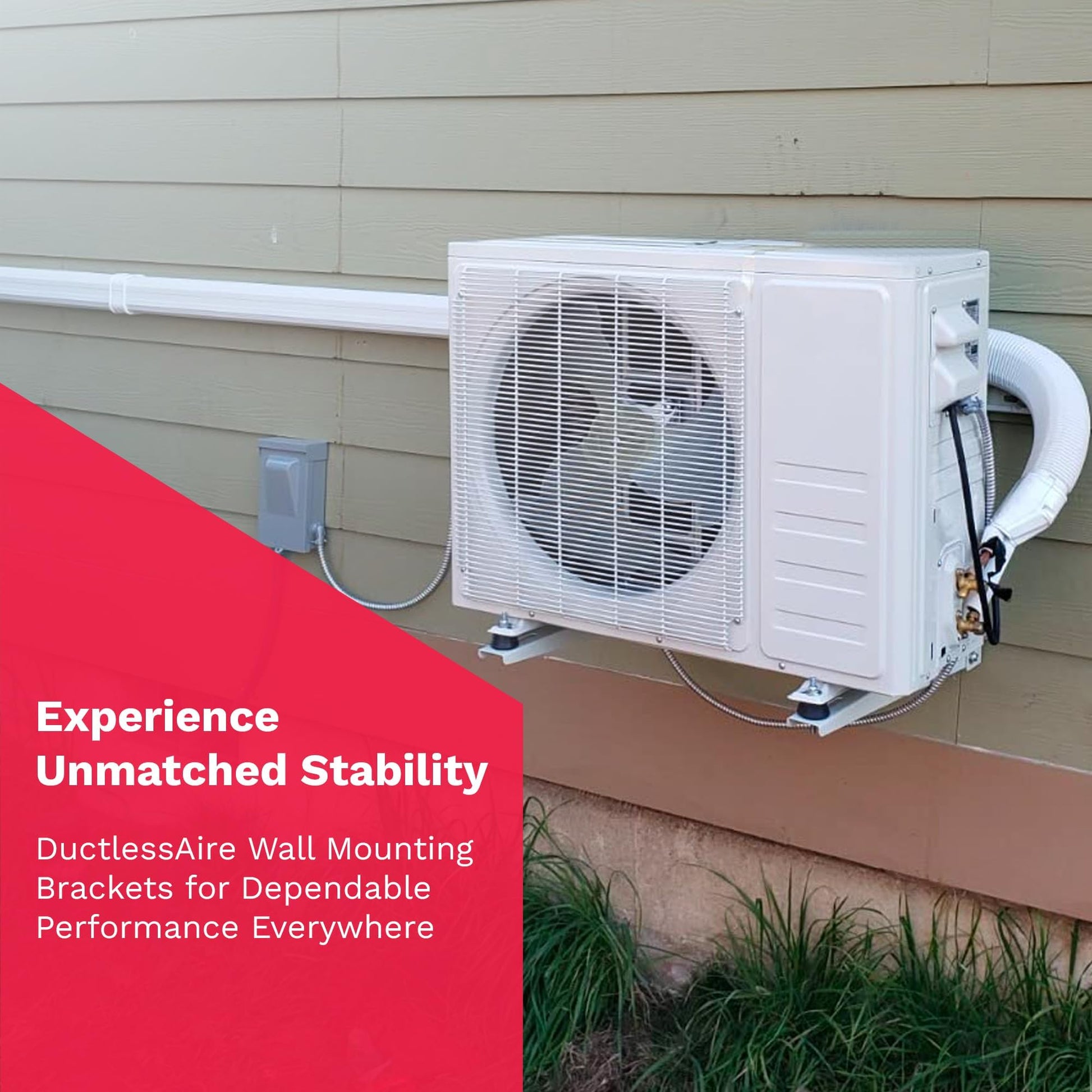 DuctlessAire Outdoor Wall Bracket - Mini Split Mounting Bracket - Ductless Air Conditioner Wall Mount - Mini Split AC/Heating System - Brackets for Window AC, HVAC, Heat Pump & More (9000-36000 BTU)