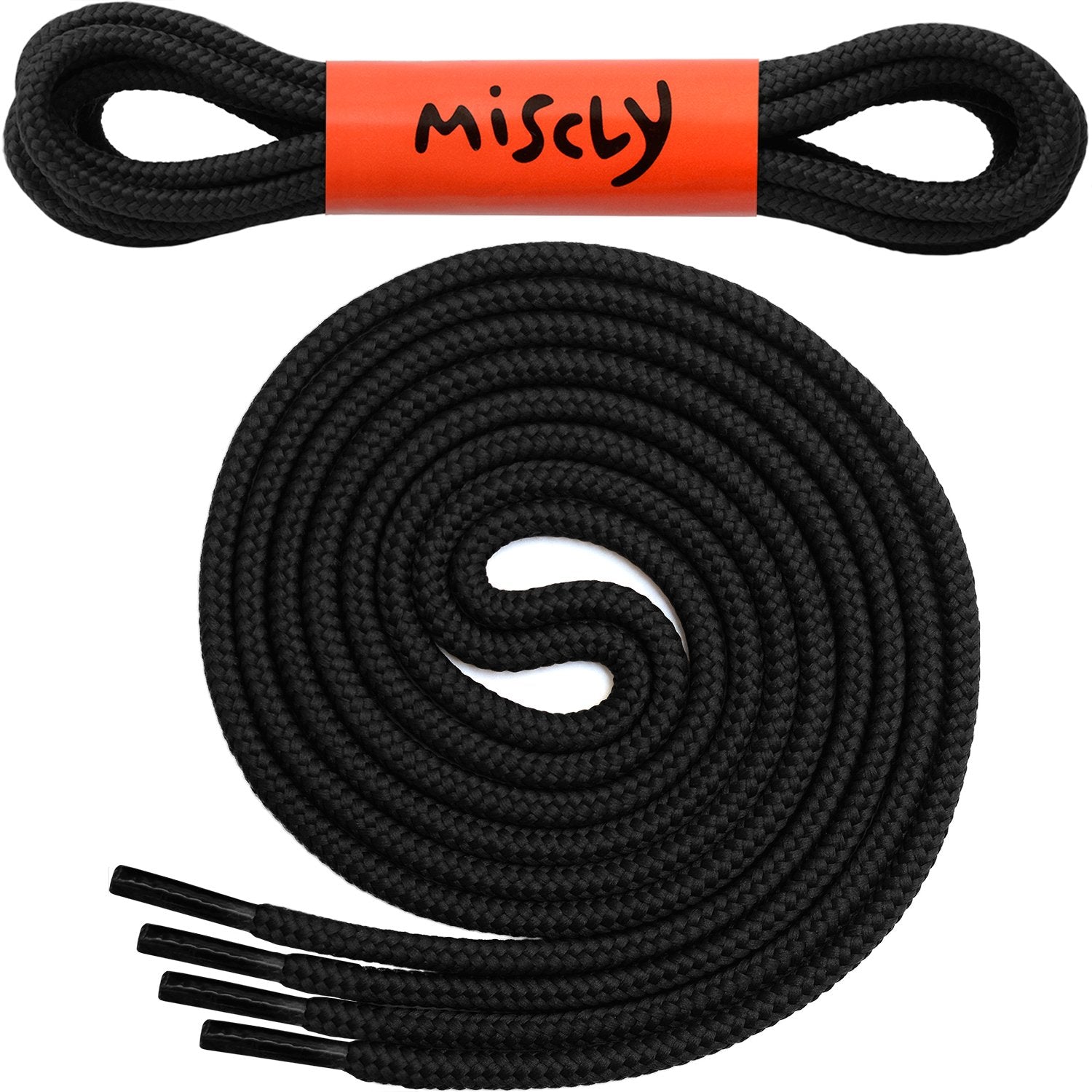 Miscly Round Boot Laces [1 Pair] Heavy Duty and Durable Shoelaces for Boots, Work Boots & Hiking Shoes (Black/Brown, 54 inches (137 cm))