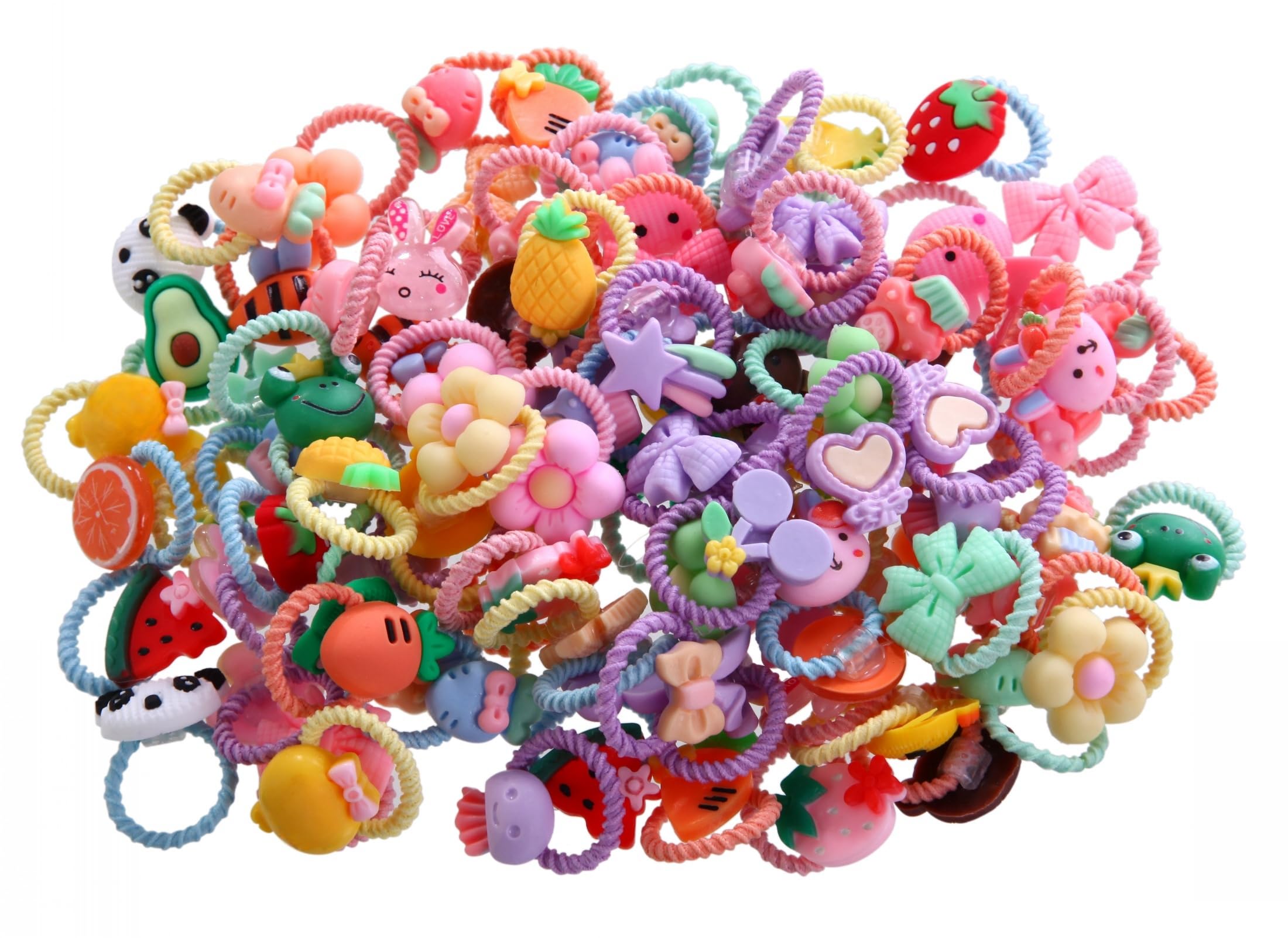 100pcs Mix Colors Girl's Elastic Hair Ties Soft Rubber Bands Hair Bands Holders Pigtails Hair Accessories for Girls Infants Toddlers Kids Teens and Children 100A