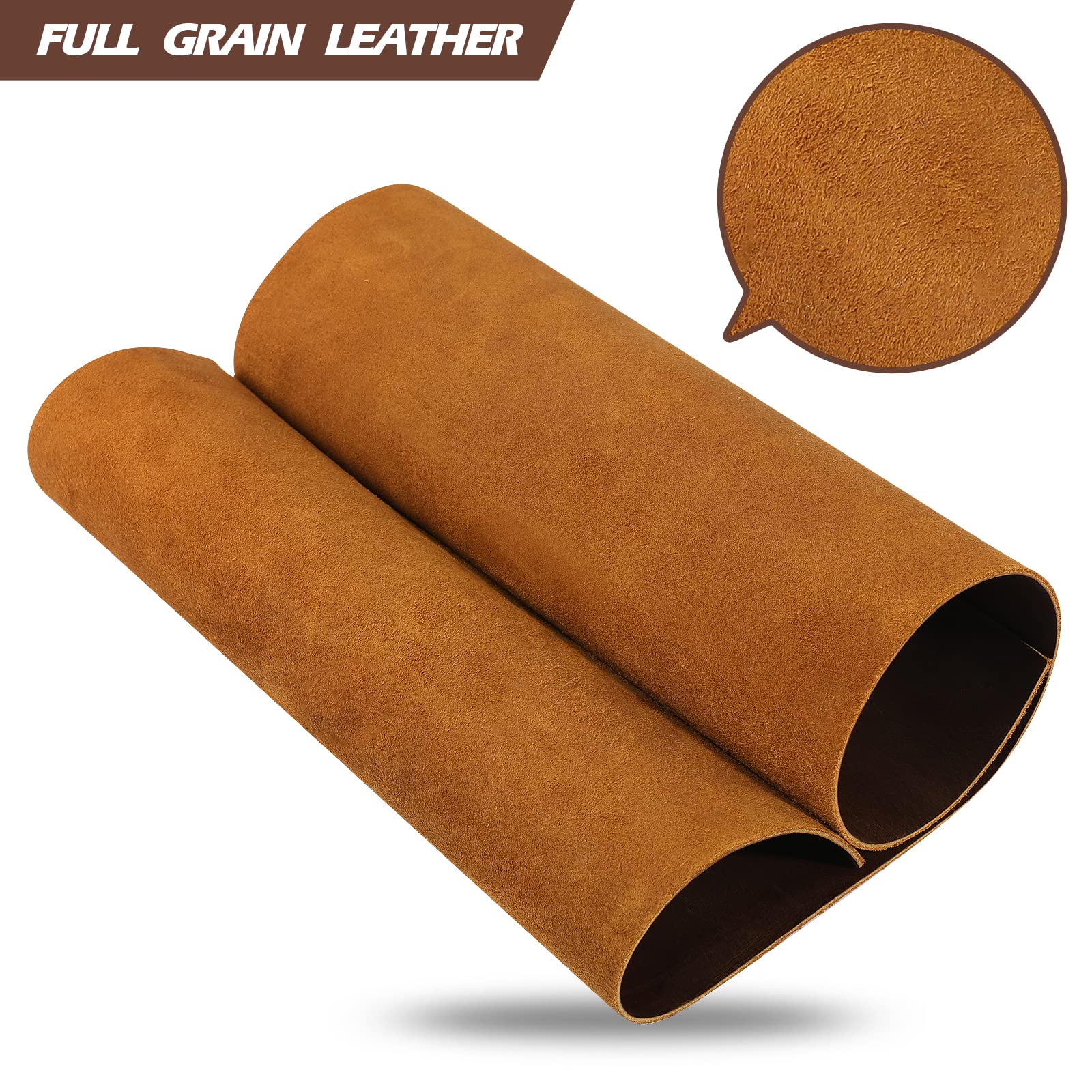 RingSun 12''X24'' Genuine Leather Sheets for Crafts Full Grain Leather Tooling Leather (2mm) Thick Cowhide Leather Pieces Square, Dark Brown