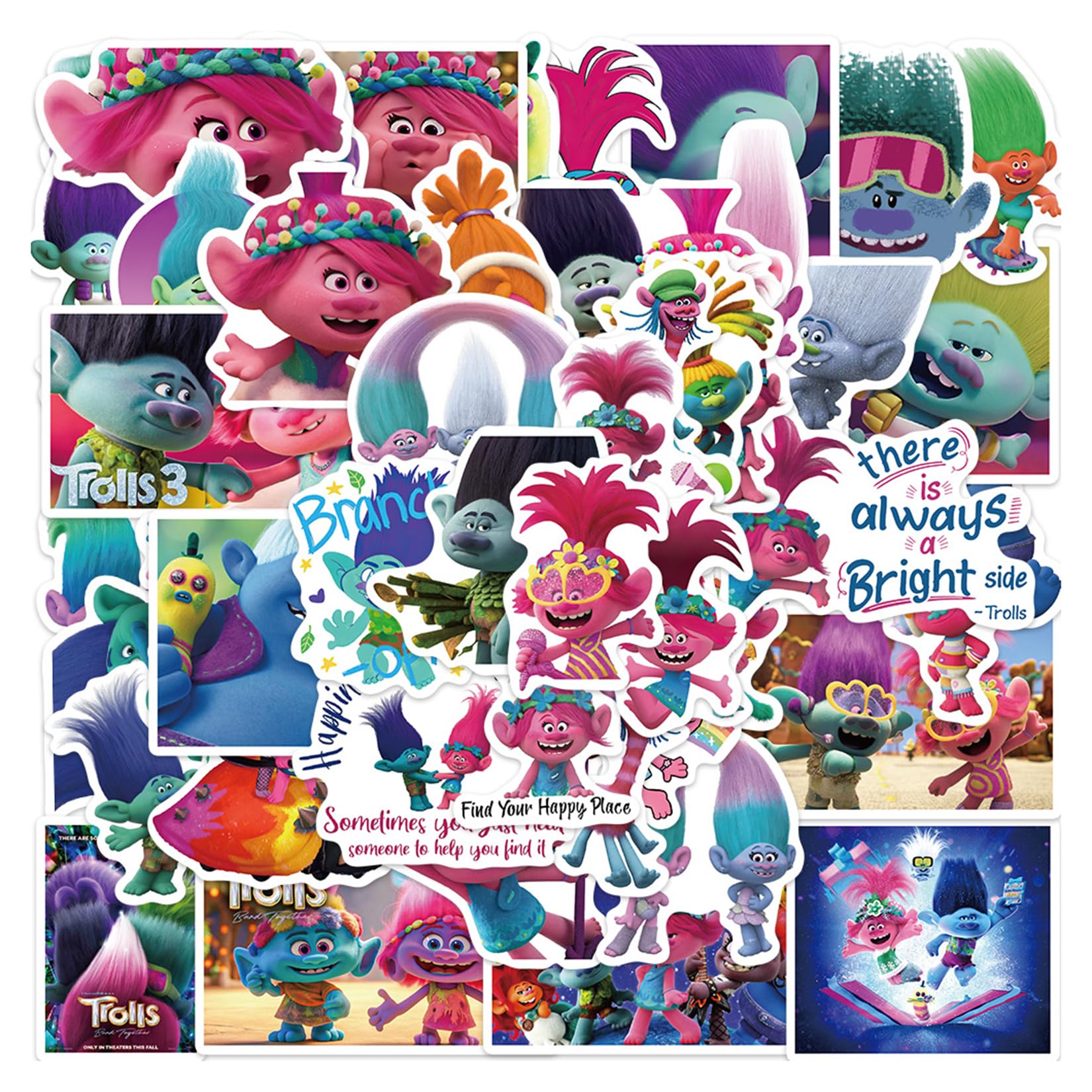 50Pcs Cartoon Trolls Band Together Stickers for Gifts Laptop Water Bottle Phone Motorcycle Bicycle Skateboard Luggage Decal Graffiti Patches HJHSL