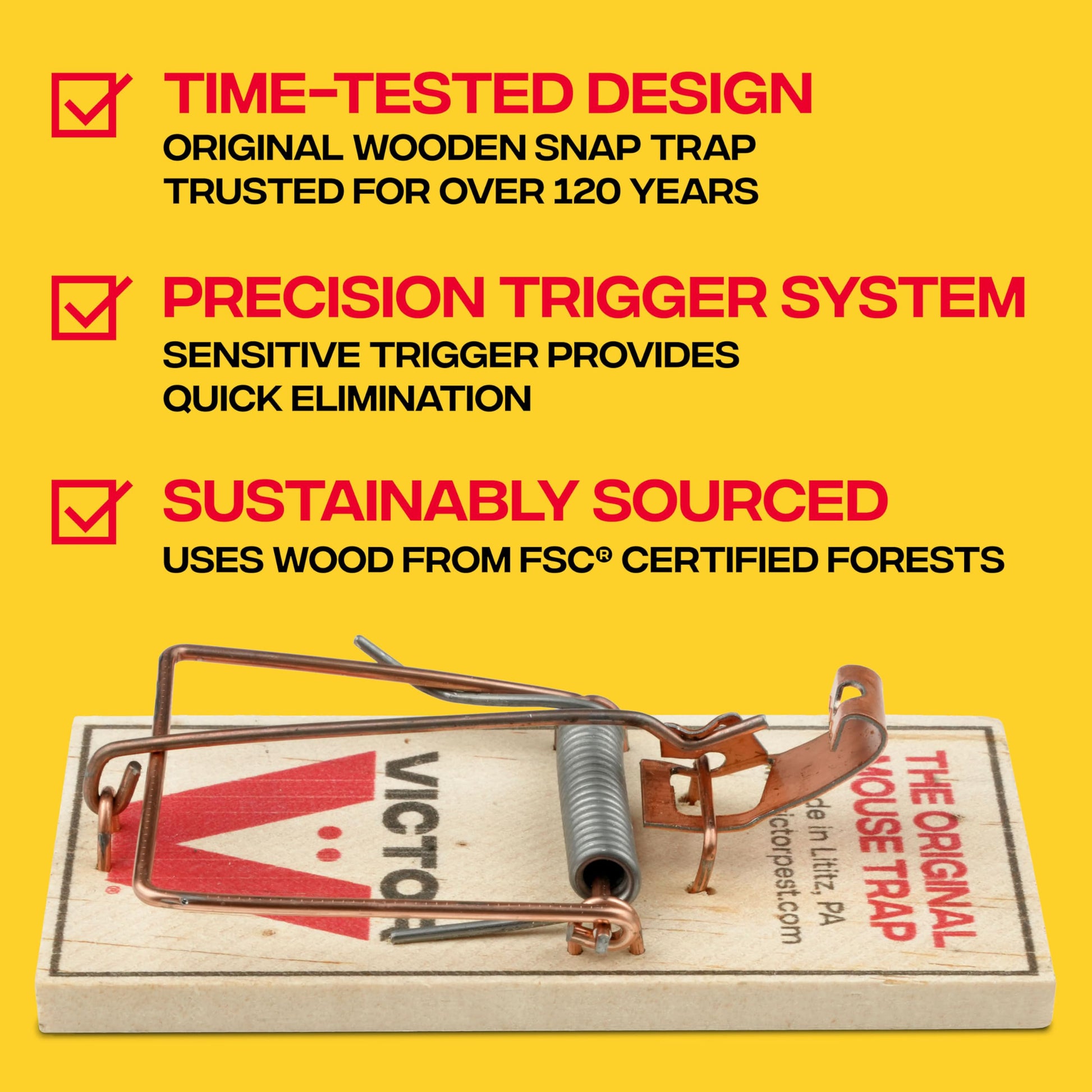 Victor Mouse Traps M150-12, Metal Pedal, Sustainably Sourced FSC Wood, Wooden Mouse Traps, 12 Medal Pedal Traps