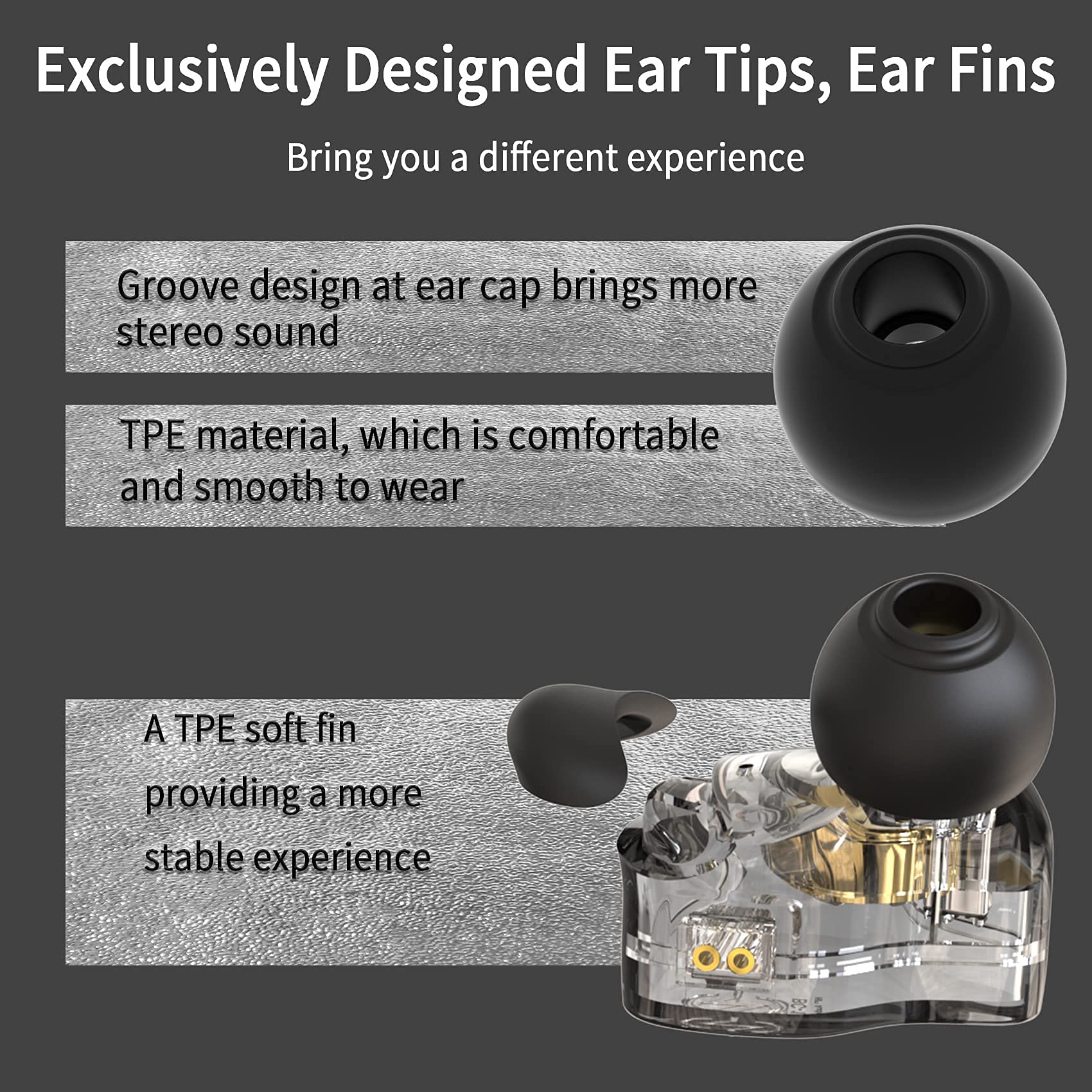 CCZ Yinyoo Melody in Ear Monitors Earphones Headphones Wired Earbuds without Microphone IEM HIFI Bass with 1DD 1BA, Ear fins, 4N OFC Cable for Musicians, Singer, on Stage, Studio (no mic, clear black)