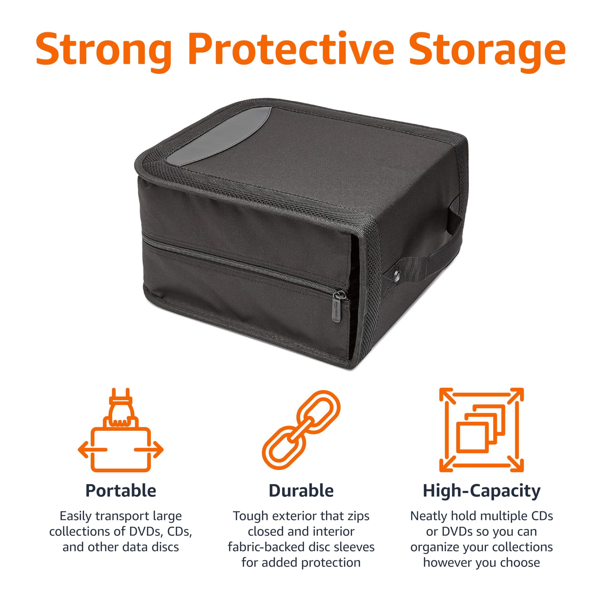 Amazon Basics Polyester CD/DVD Portable Storage Binder, 400-capacity, Black