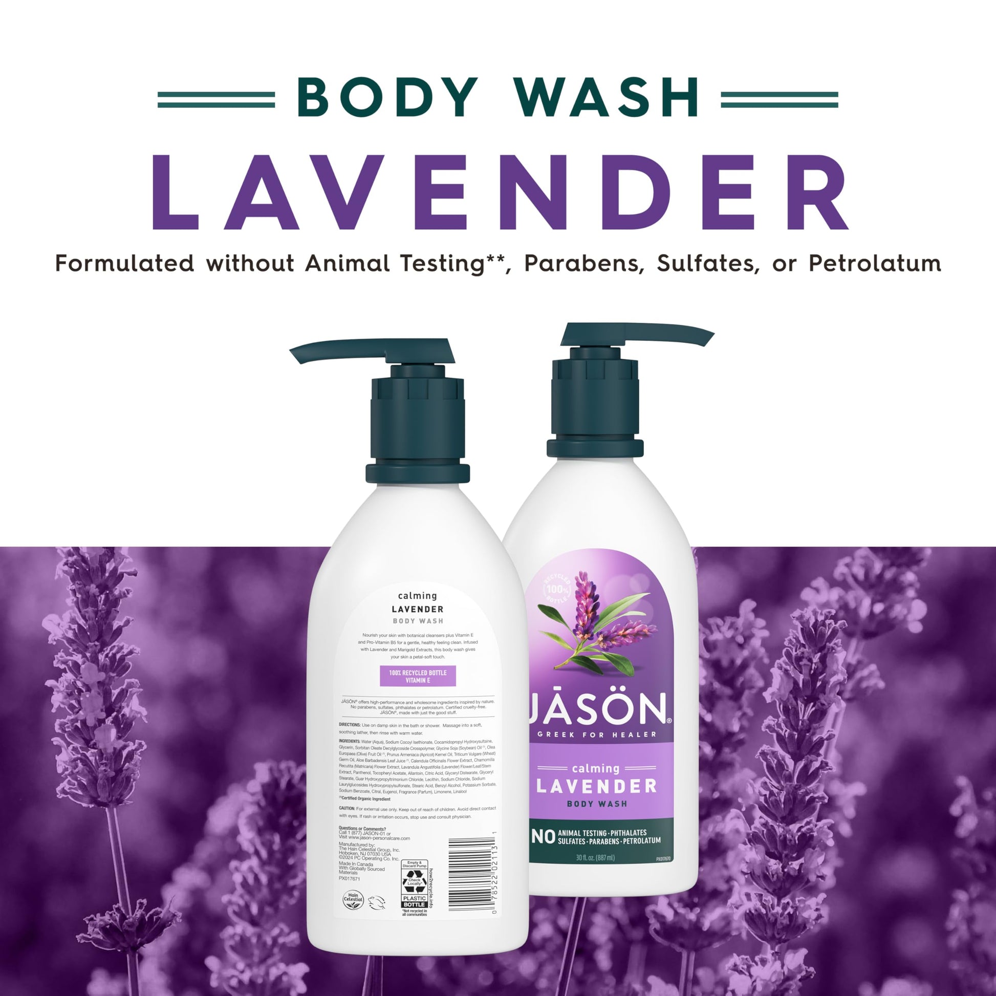 JASON Lavender Calming Body Wash, For a Gentle Feeling Clean, 30 Fluid Ounces