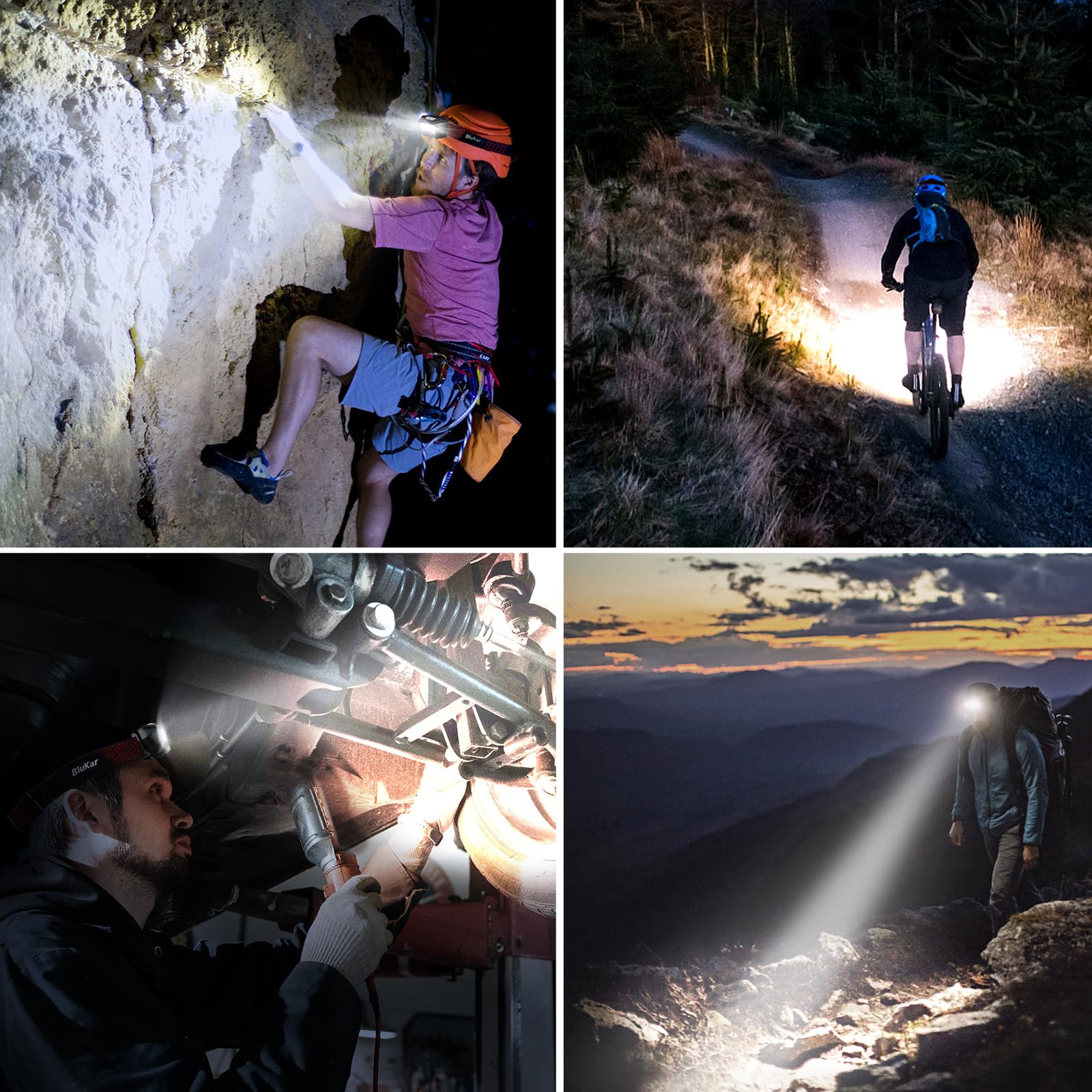Blukar LED Headlamp Rechargeable,2000L High Lumen Super Bright Dimmable Headlight Flashlight with Motion Sensor- 8 Modes,Spotlight&Floodlight,IPX5 Waterproof for Camping,Hiking,Running,Fishing -2 Pack