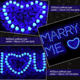 KOABY 2000/4000/8000pcs Artificial Rose Petals with LED Tea Lights Kit, for Special and Romantic Night Valentine Wedding Decor(2000pcs Artificial Rose Petals + 24pcs Blue Lights)