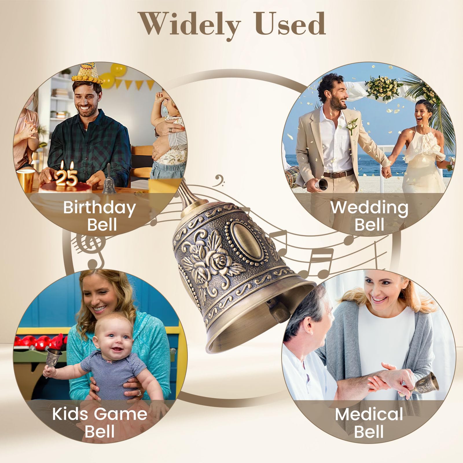 DomeStar Hand Bell Brass Call Bell for Bedside, Dinner, Wedding