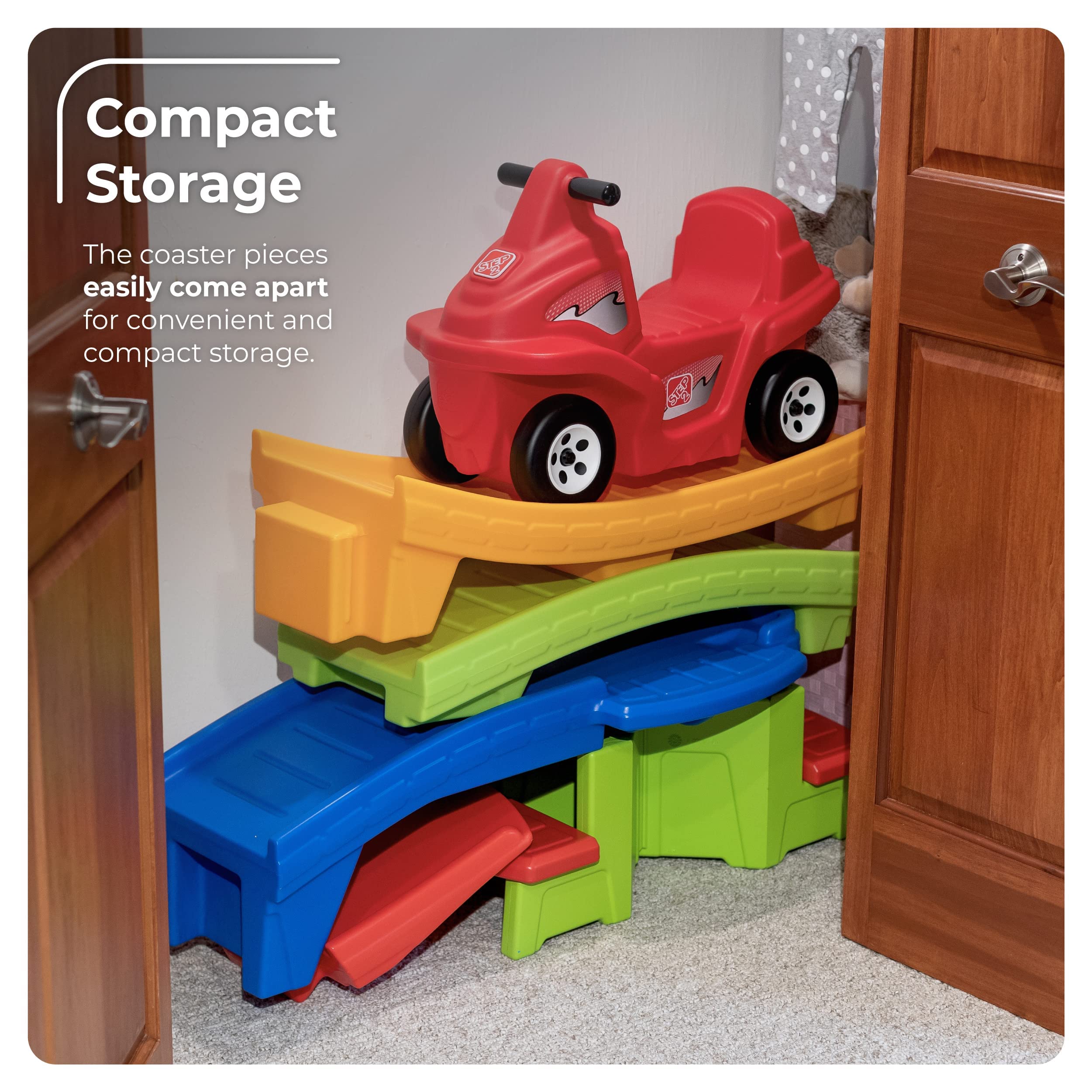 Step2 Up & Down Roller Coaster Kids Ride On Toy, Push Car, Indoor/Outdoor Playset, Made of Durable Plastic, Max Weight 50 lbs., For Toddlers 2-5 Years Old, Multicolor
