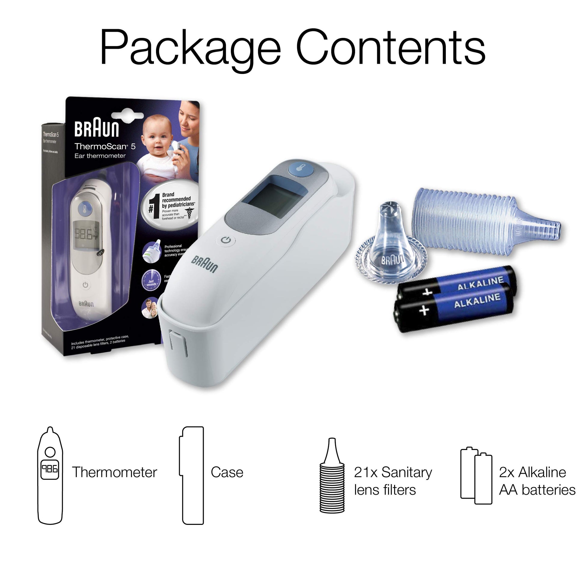 Braun ThermoScan 5 Ear Thermometer, ExacTemp Stability Indicator, Professional Accuracy, Baby & Infant Friendly, Recommended by Pediatricians