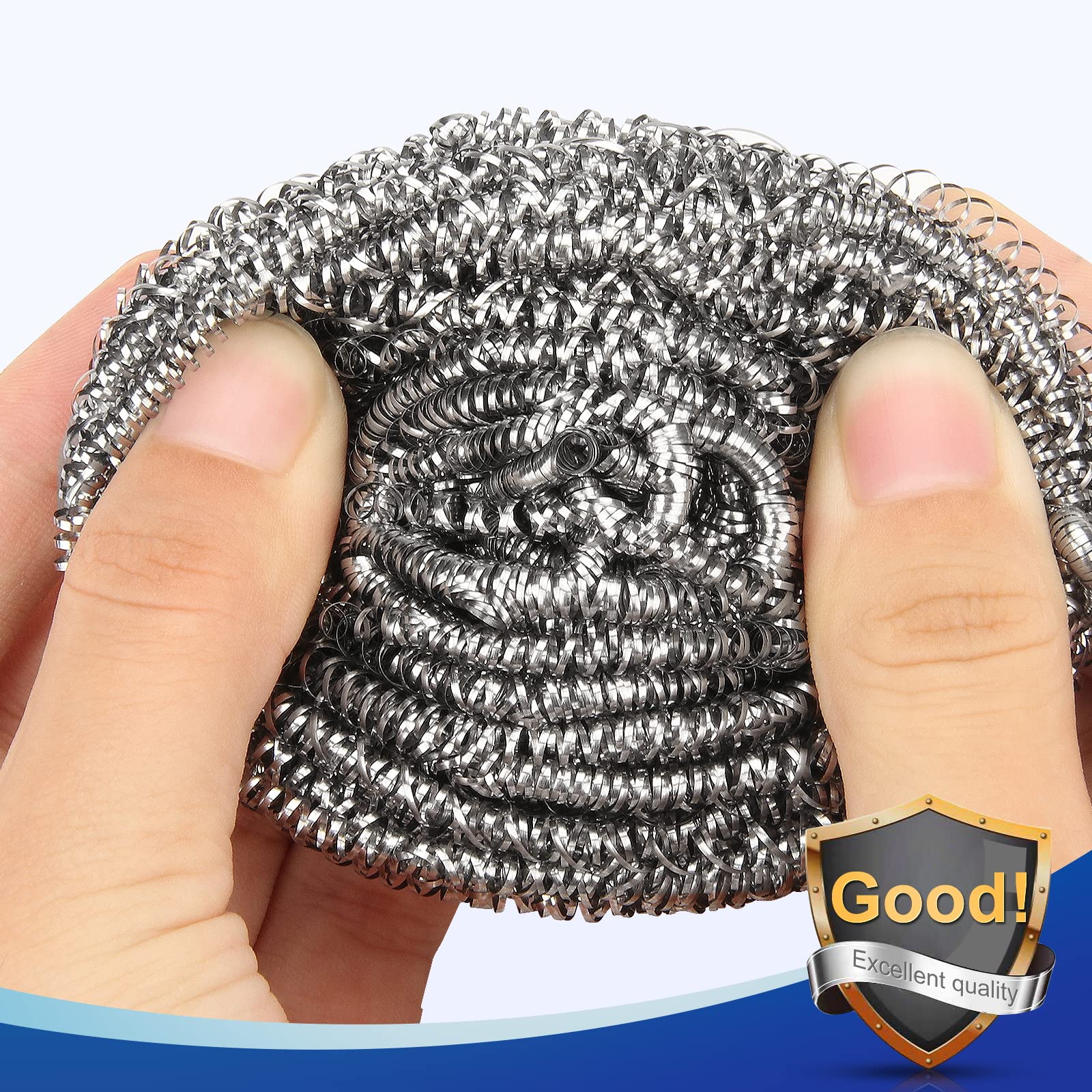 10 Pack Stainless Steel Scrubber, Steel Wool Srubber for Scouring Stubborn Messes from Pots and Pans, Stoves,Broiler Racks,Grills and More