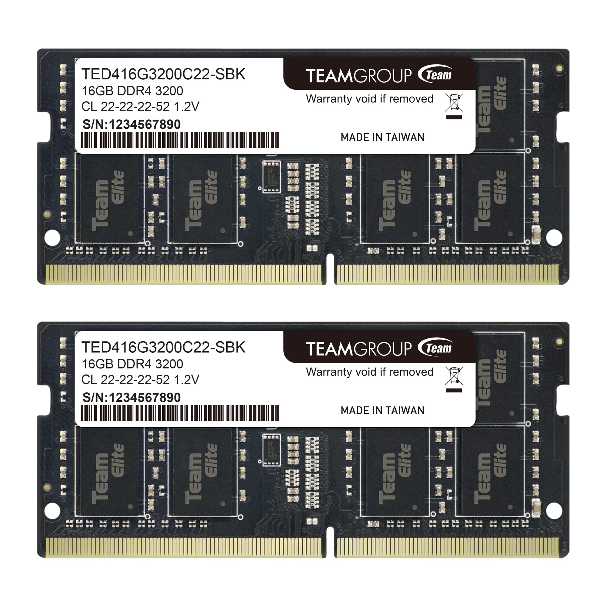 TEAMGROUP 32GB (2 x 16GB) 3200MHz DDR4 SODIMM Laptop Memory Kit