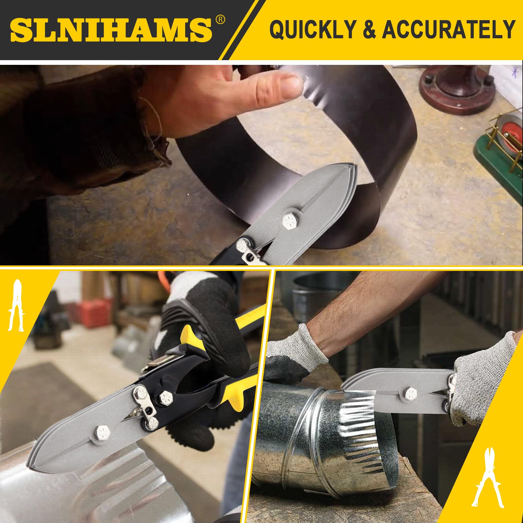 SLNIHAMS 5-Blade Hand Crimper Sheet Metal Tools, Hvac Tool for 24-28 Gauge Duct Work Downspout and Stove Pipe, 10-1/2" Sheet Metal Crimper Gutter End Cap Duct Crimping Tool