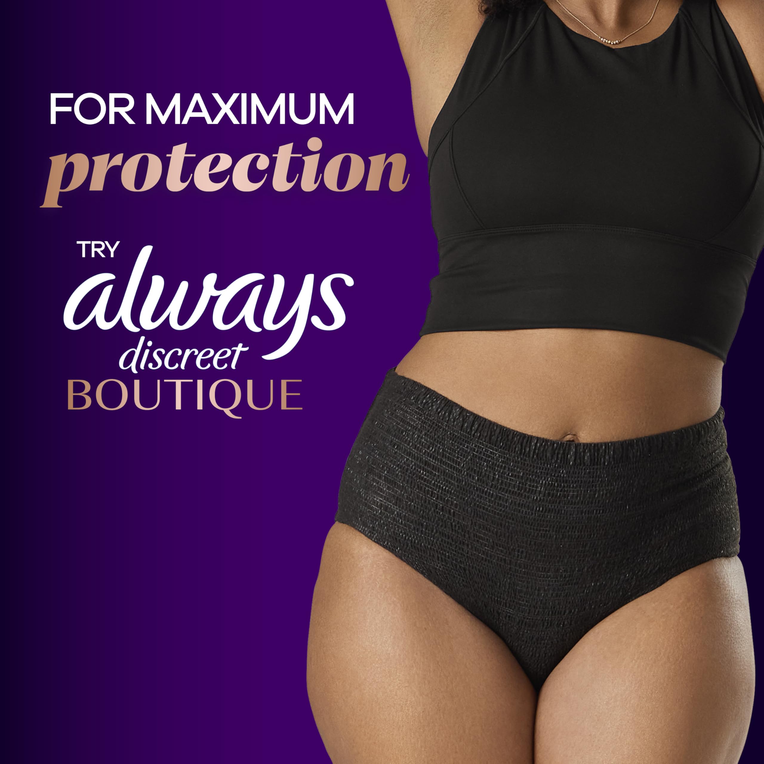 Always Discreet Adult Incontinence Pads for Women, Extra Heavy Absorbency, Long Length, Postpartum Pads, 45 Count