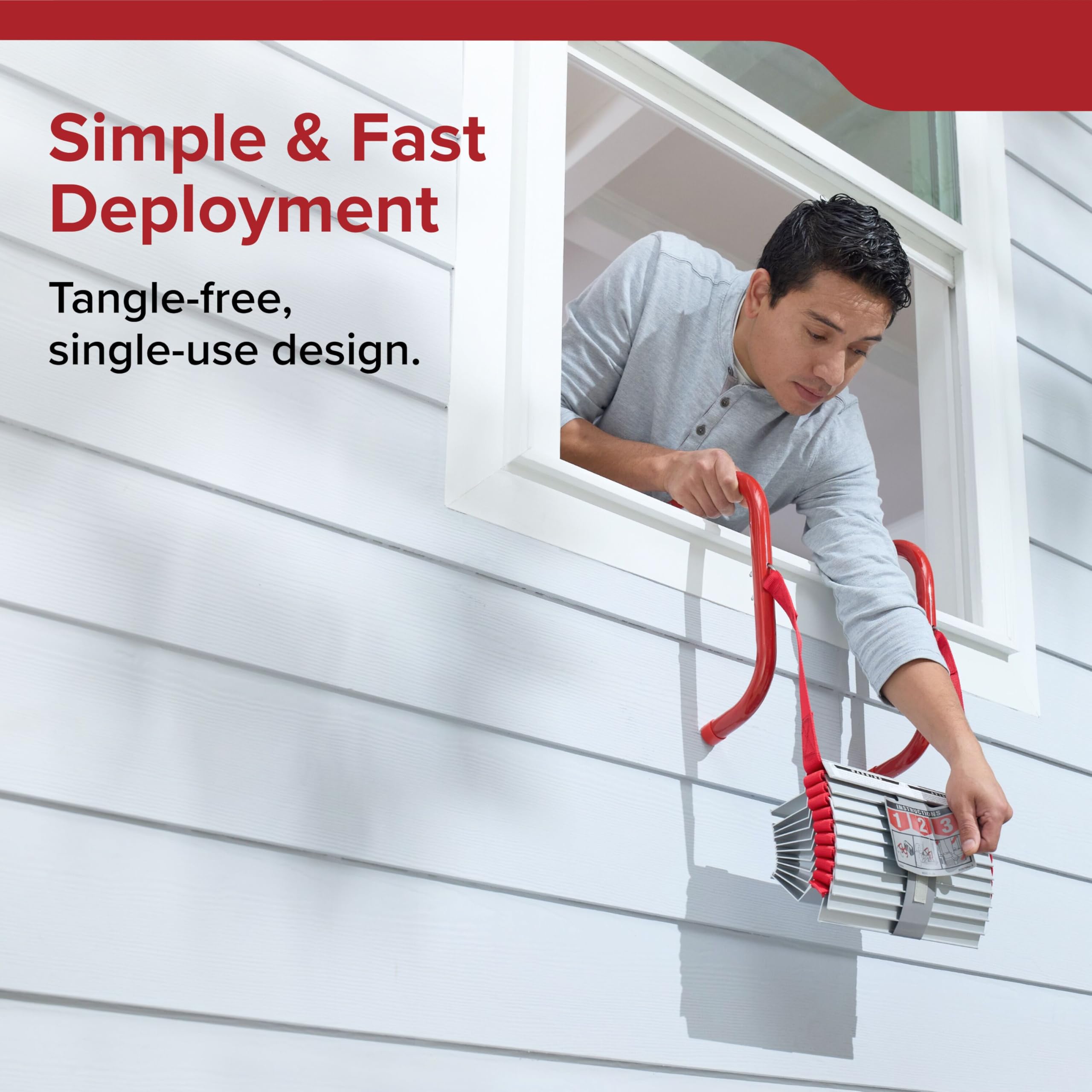 Kidde Fire Escape Ladder, 2-Story Rope Ladder, Extends to 13-Feet, Anti-Slip Rungs