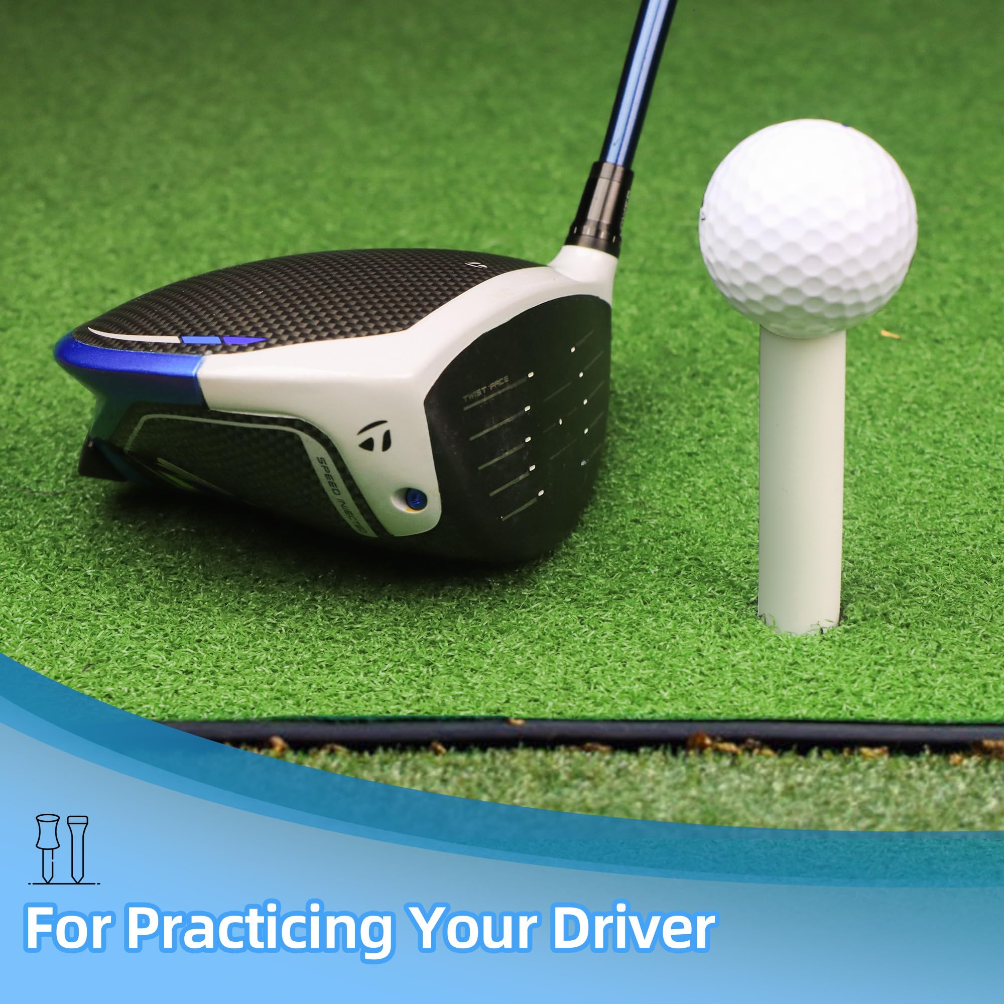 Rubber Golf Tees for Mats, Golf Tee Holder for Driving Range & Simulator, Unbreakable Golf Mat Tee - Golf Accessories for Indoor & Outdoor Practice, 6 Sizes Rubber Tees & 2 Sizes Tees (32 Pcs)