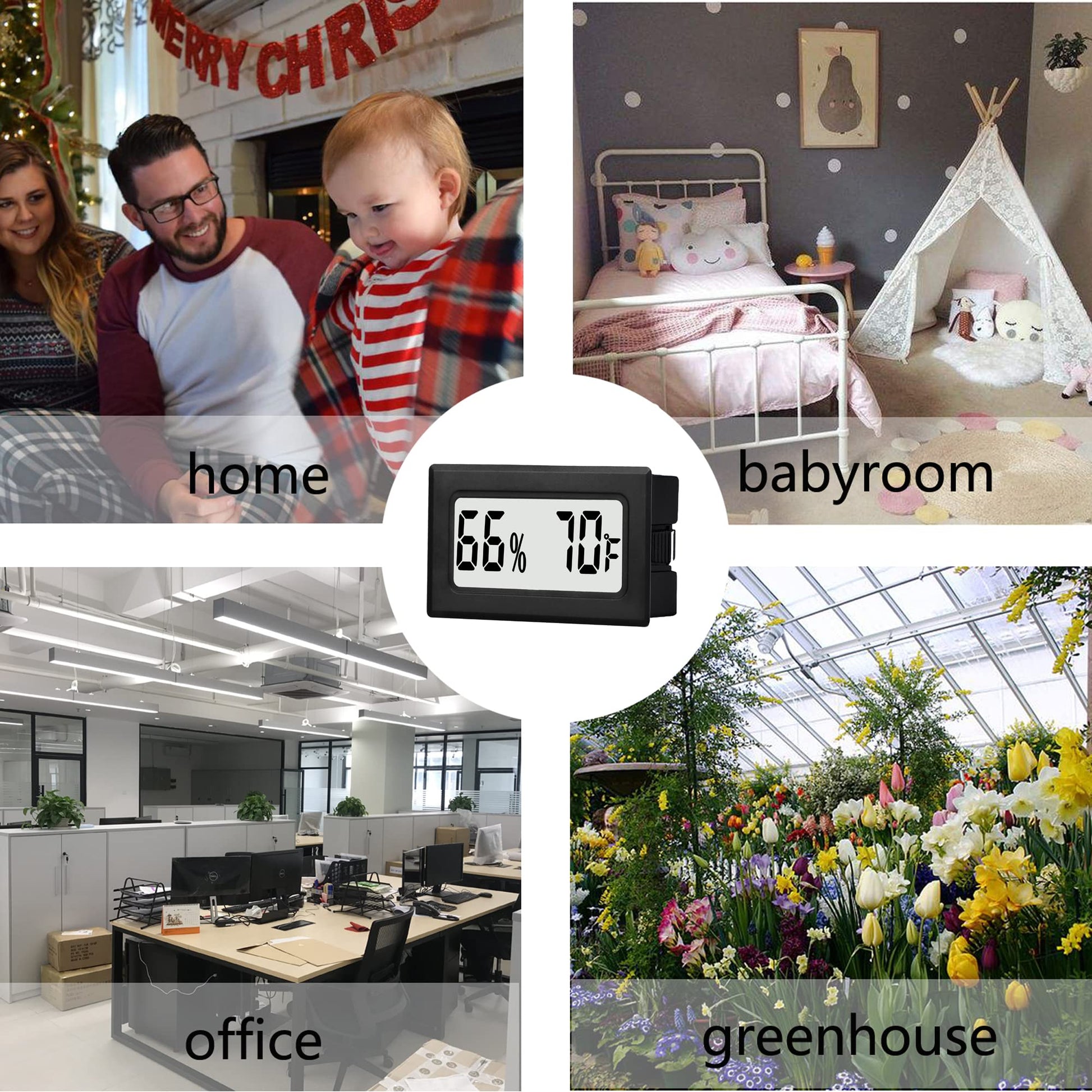 6 Pack Mini Small Digital Hygrometer Thermometer Indoor Temperature and Humidity Meter Gauge with Temp Humidity Sensor Monitor Fahrenheit (℉) for Jars,Home,Room