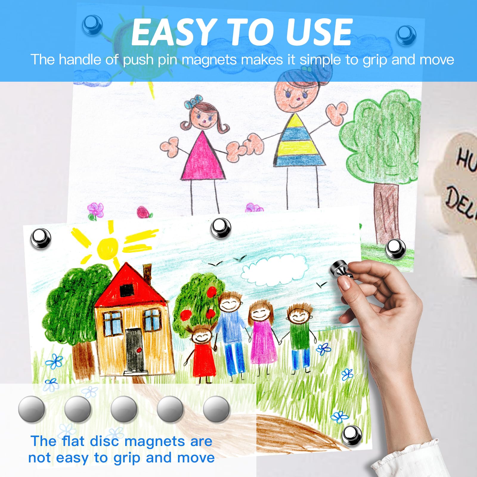 20Pack Strong Magnets for Refrigerator Neodymium Fridge Magnets Adult Magnets for Dry Erase Board Lockers Whiteboard Kitchen Home Office Classroom Black