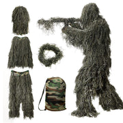 DoCred 5 in 1 Ghillie Suit, 3D Camouflage Hunting Apparel w/Jacket, Pants, Hood, Carry Bag for Adults/Youth, S/M/L/XL/XXL