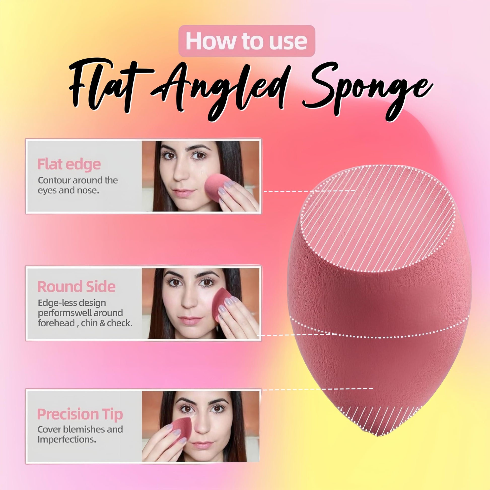 Makeup Sponge Set BS-MALL with Storage Case 7 Pcs for Liquid, Cream, and Powder,SAVE Foundation with 1 Mini Makeup Sponge For Travel Daily Use (A-Pink）