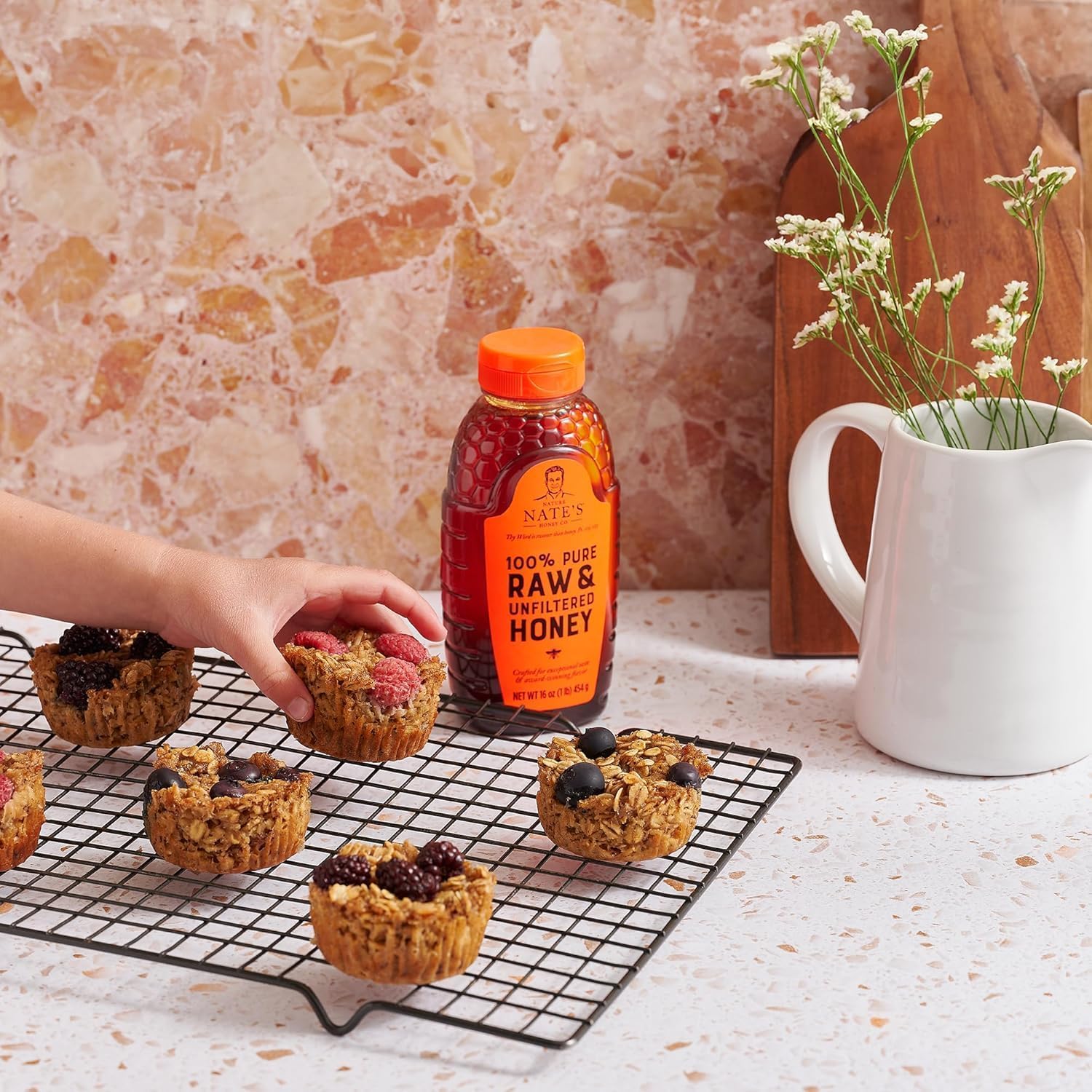 Nate's 100% Pure, Raw & Unfiltered Honey - Award-Winning Taste, 16 oz. Squeeze Bottle