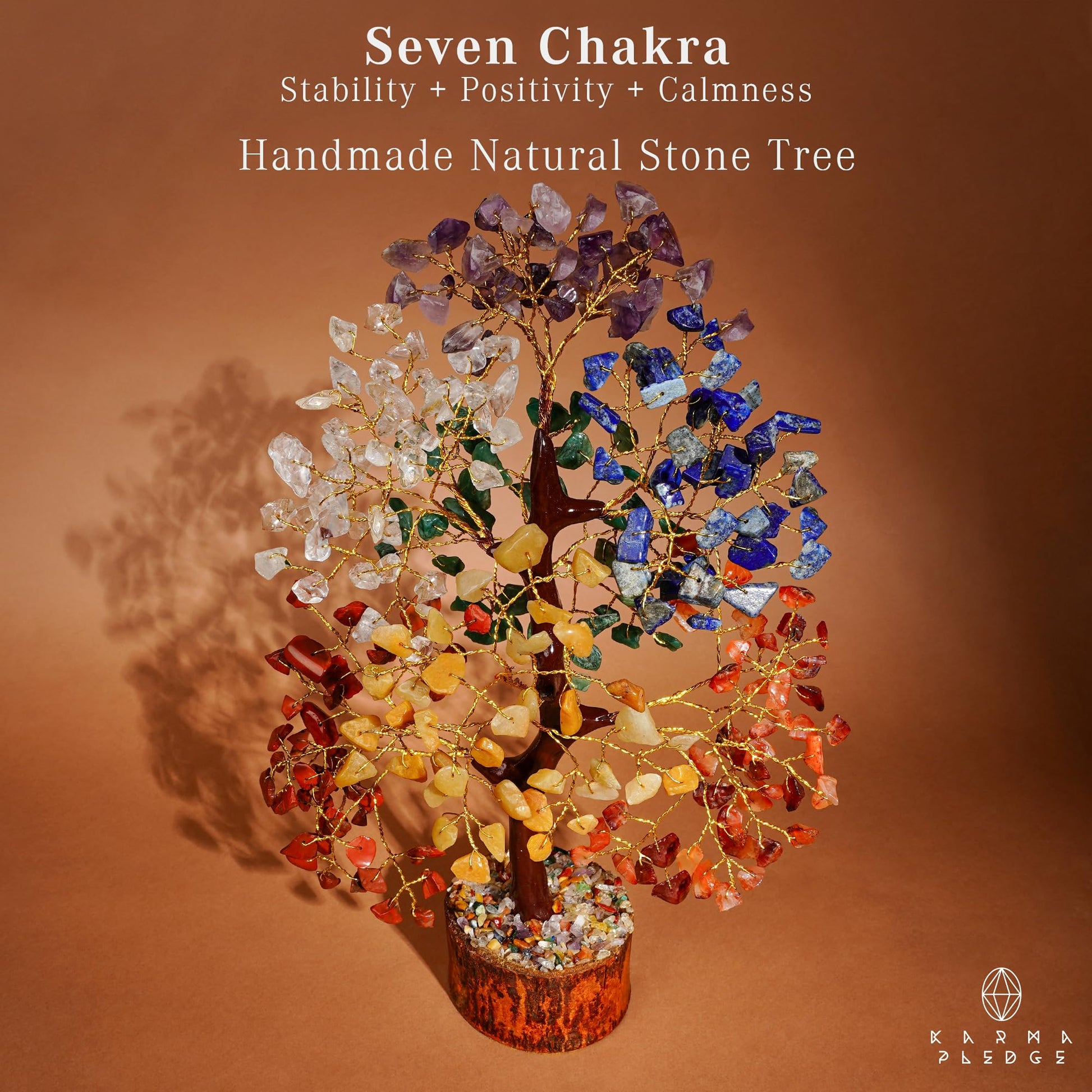 Crystal Tree of Life 7 Chakra Healing Crystal Trees for Home Decor, Office Desk Decor, Boho Decor, Handmade Bonsai Trees for Positive Energy, Money, Good Luck Birthday Gifts for Women, Mom
