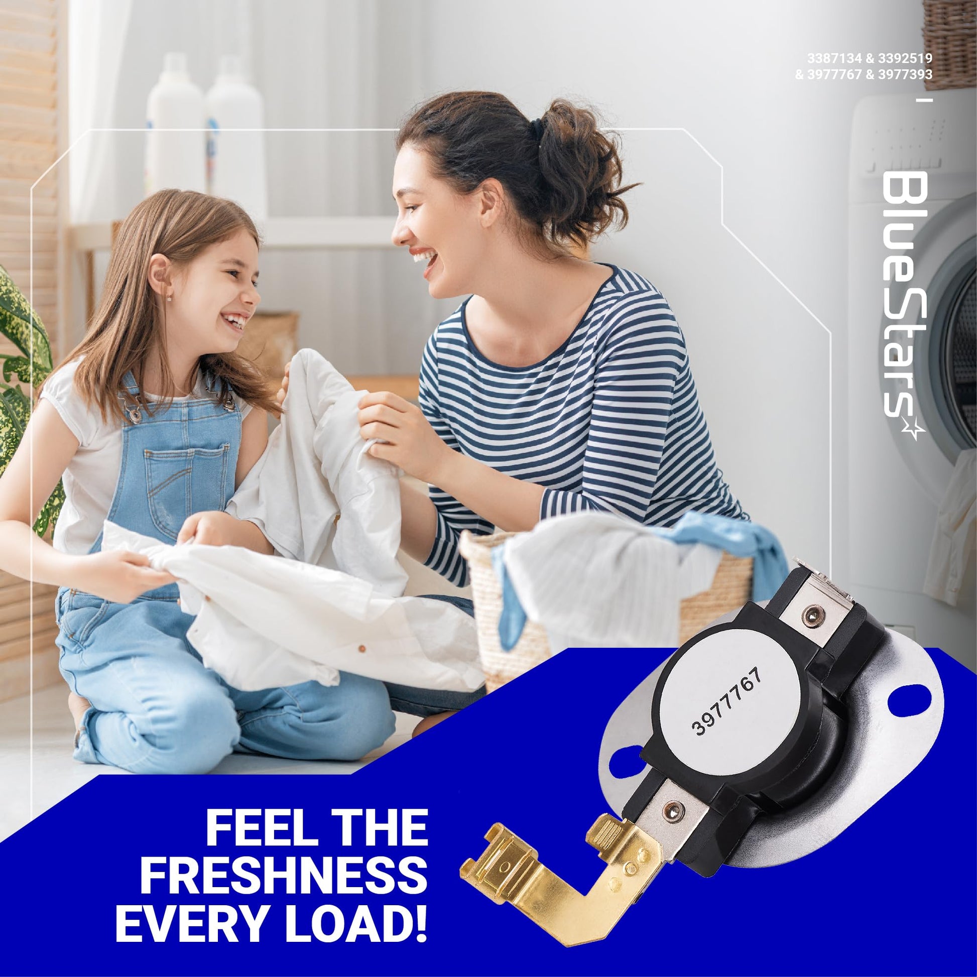 BlueStars [LIFETIME WARRANTY] 3387134 Cycling Thermostat 3392519 Dryer Thermal Fuse 3977393 Thermal Cut-off Switch 3977767 High-limit Thermostat Kit - Compatible with Whirlpool Kenmore Maytag Dryers