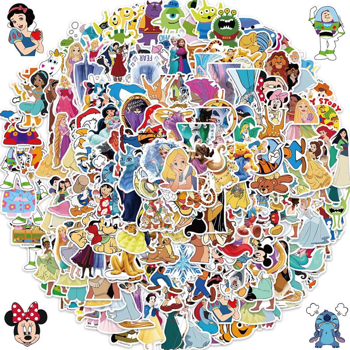 200Pcs Disneys Cartoon Sticker for Kids, Cute Mixed Cartoon Princess Stickers for Girl, Waterproof Water Bottle Skateboard Notebook Phone Guitar Bike Vinyl Decal for Teen Adult (200 Disneys Cartoon)
