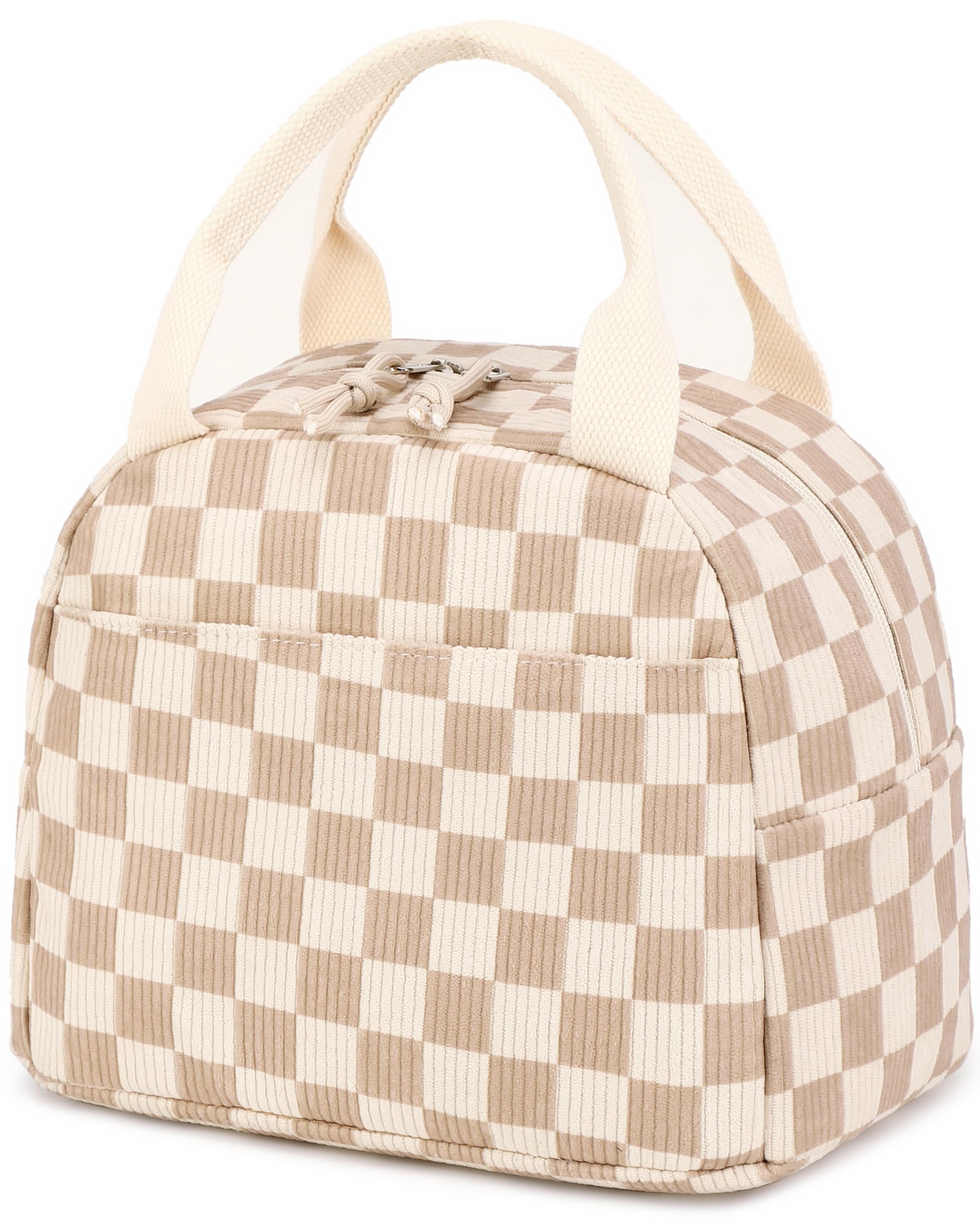 Bluboon Lunch Bag for Women Men Cute Corduroy Lunch Tote Bags Reusable Insulated Lunch Box Large Capacity Reusable Insulated Cooler for Work Picnic or Travel (Corduroy strawberry)