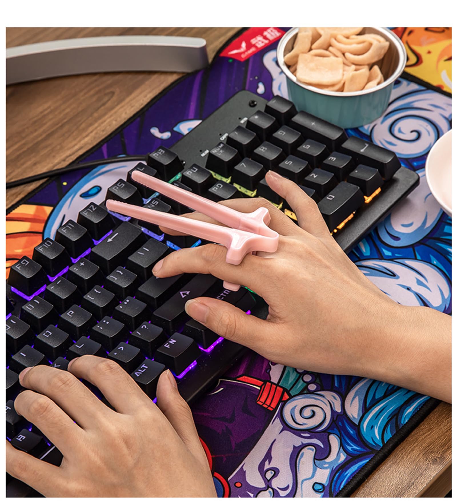 denple 6 PCS & 4 COLORS! Gamer Finger Chopsticks, Gaming Snack Solution