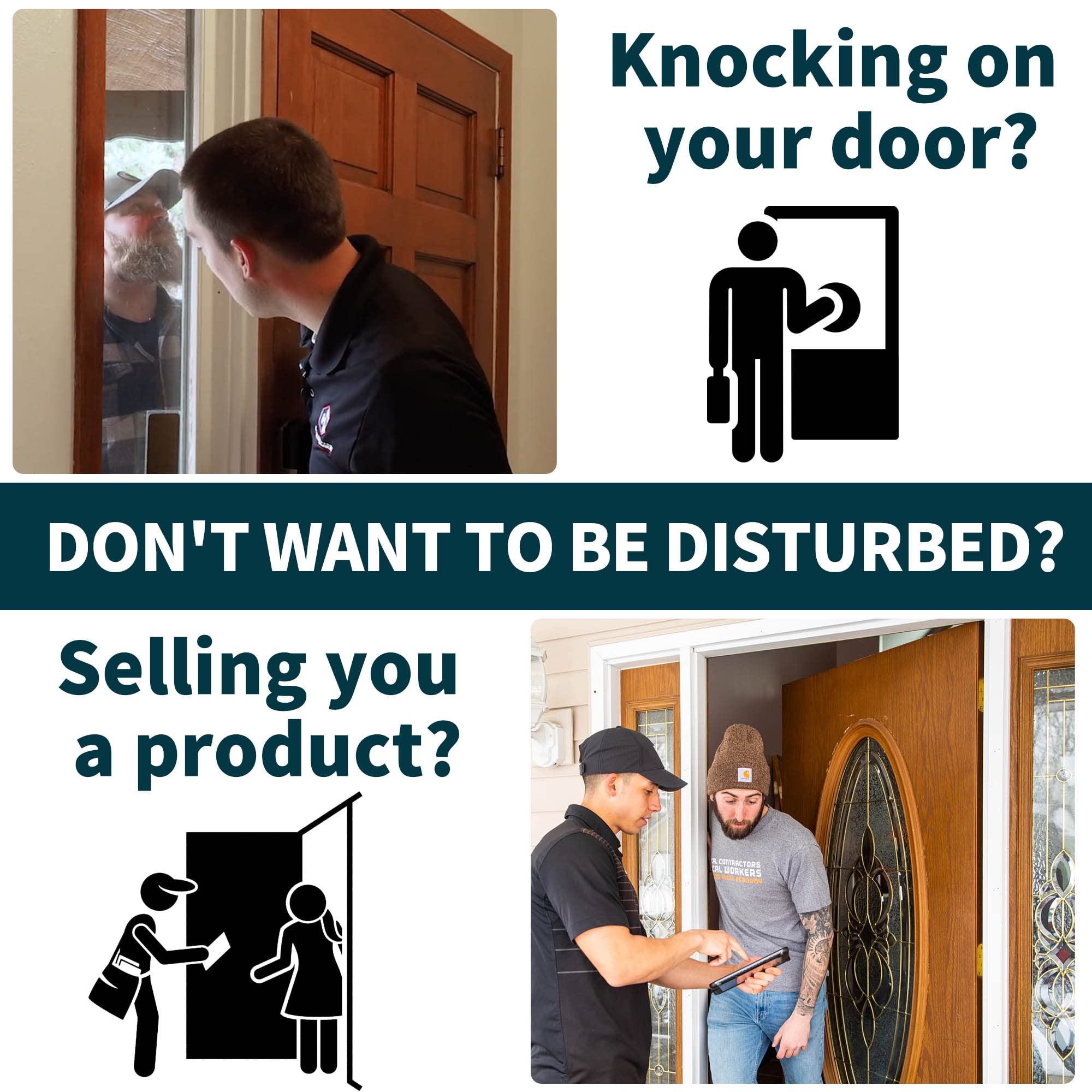 No Soliciting Sign for House — Keep Solicitors Away, with Strong Adhesive Tape for Any Surface, 8.2 × 2.4 Inch, Stylish & Prominent Design, Perfect for Home Office Front Doors, Walls, Windows